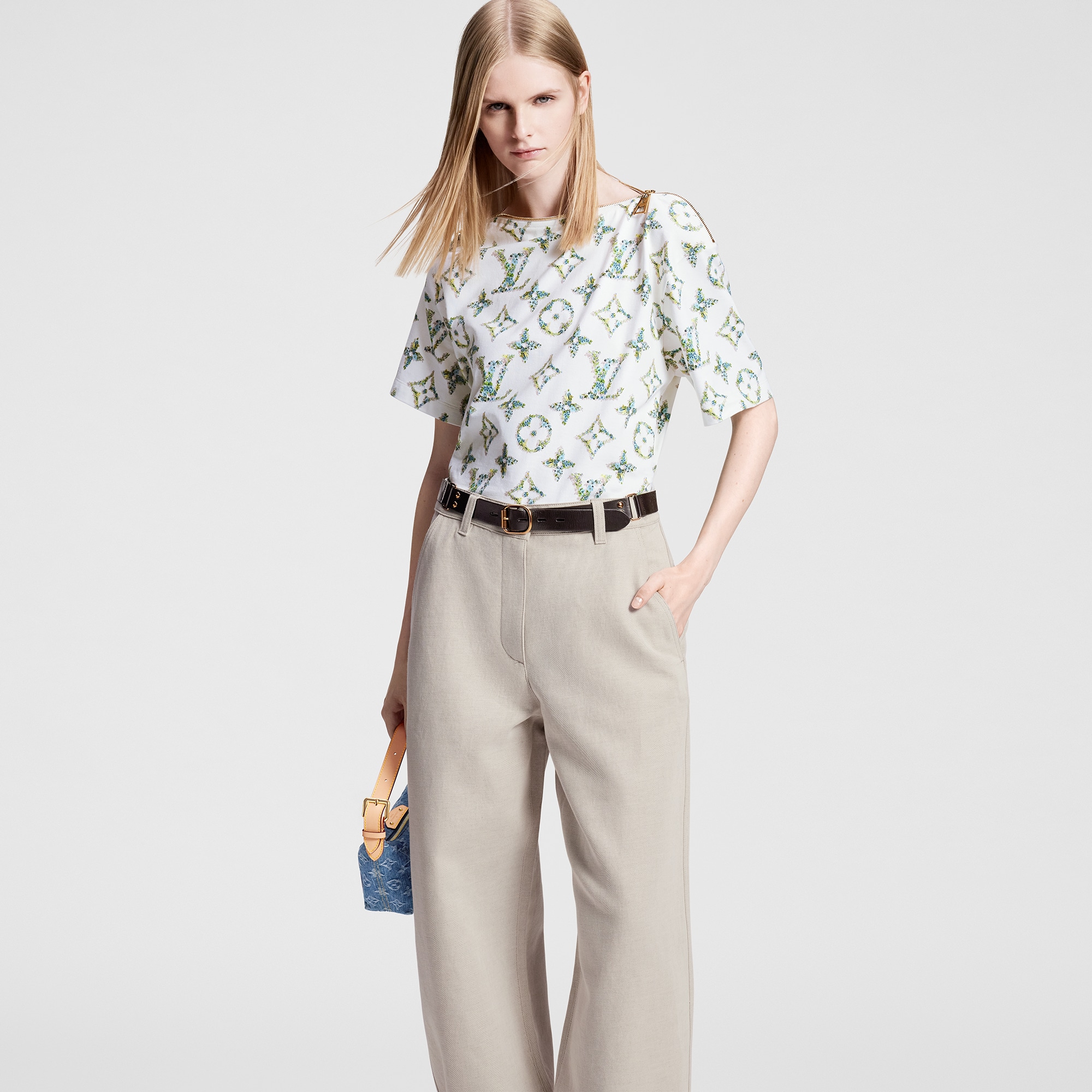 腰帶 Gabardine 斜紋布長褲  in 女士