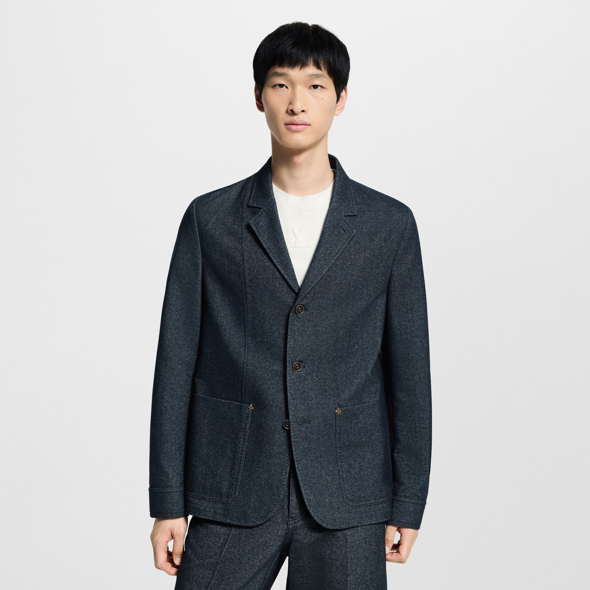 山羊絨混紡牛仔布外套  in 男士