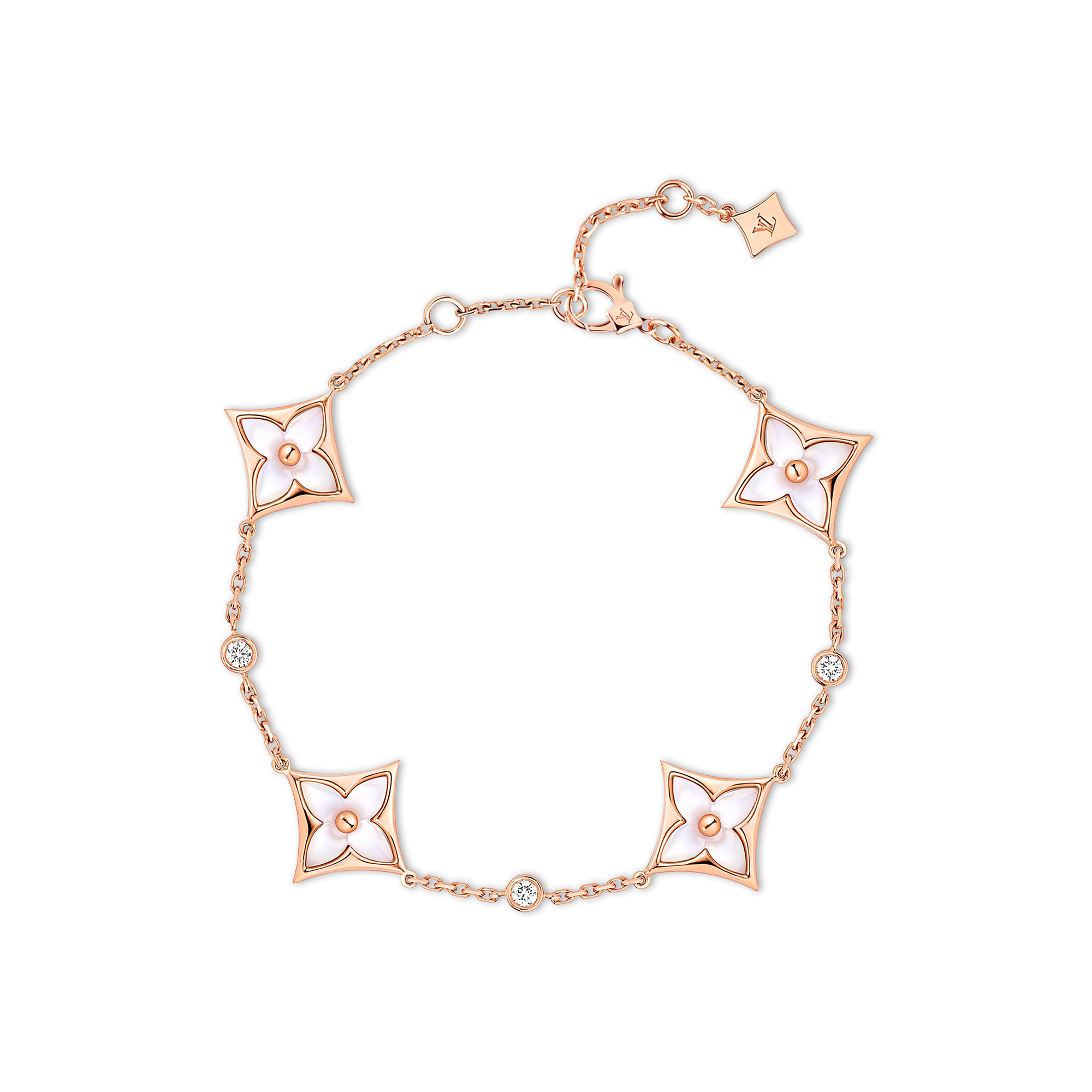Color Blossom BB Multi-Motifs 手鍊 - 配玫瑰K金、白色珍珠母貝及鑽石  in 珠寶系列