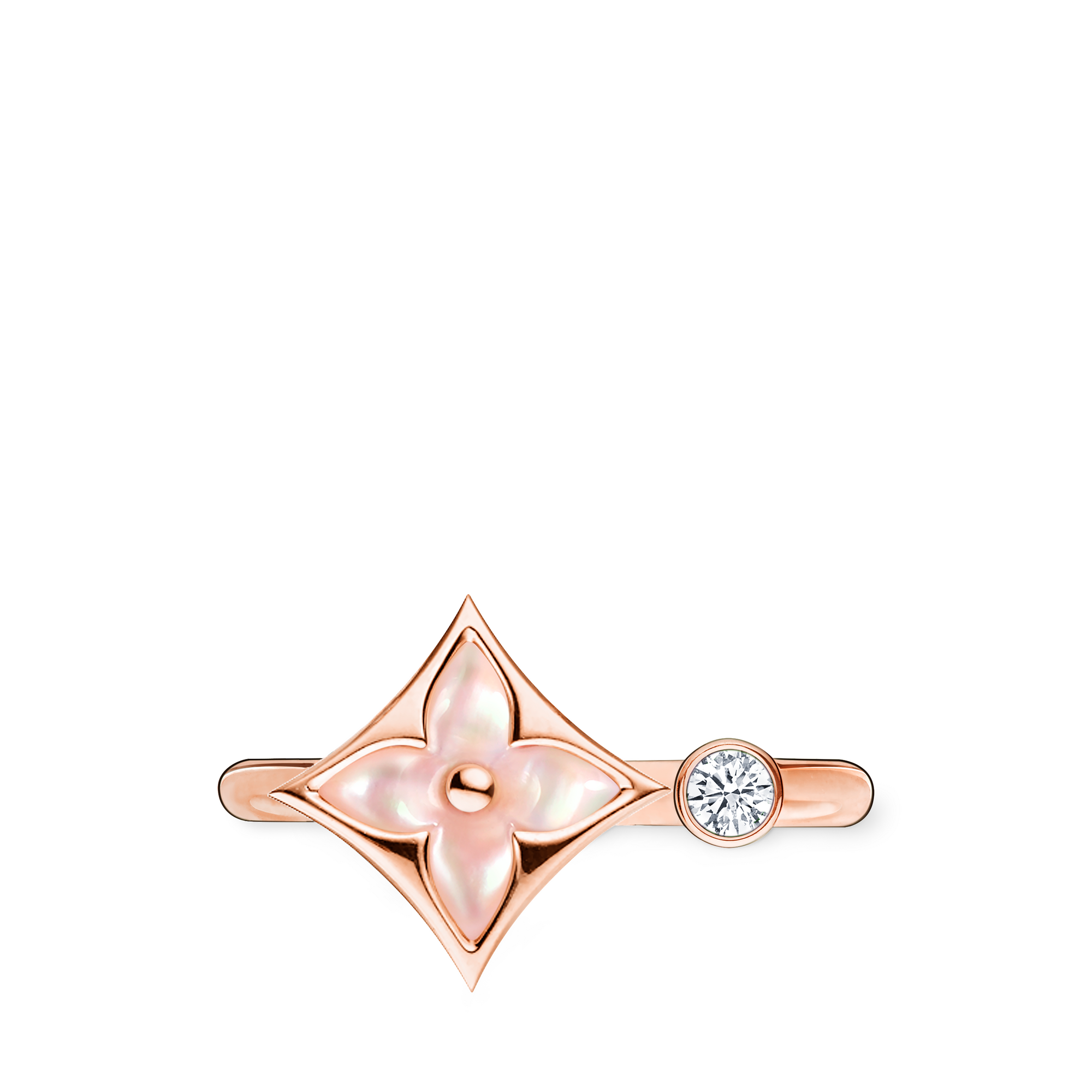 Color Blossom Mini Star 玫瑰K金配粉紅色珍珠母貝及鑽石戒指  in 珠寶系列