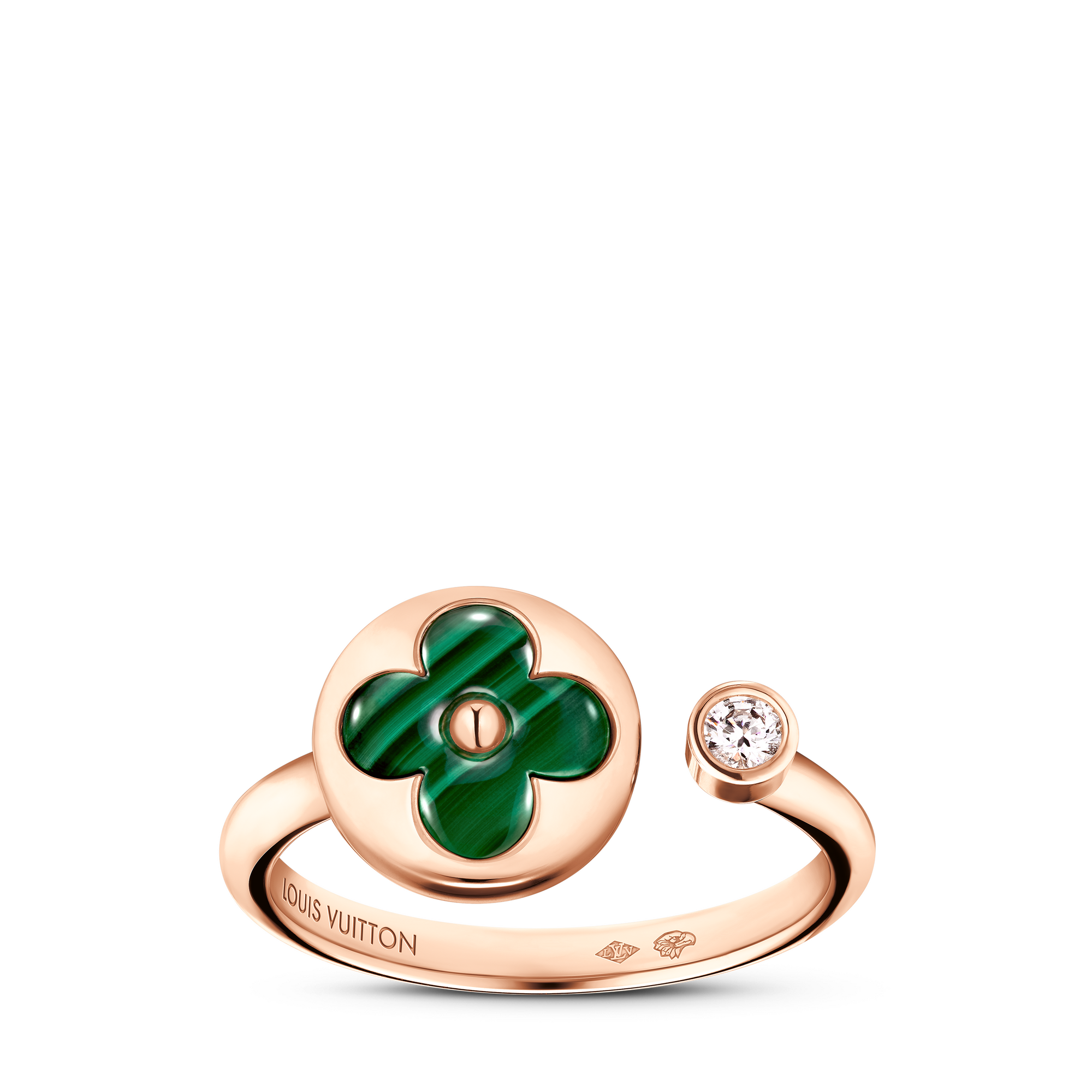 Colour Blossom Mini 玫瑰金孔雀石及鑽石太陽圖案戒指  in 珠寶系列