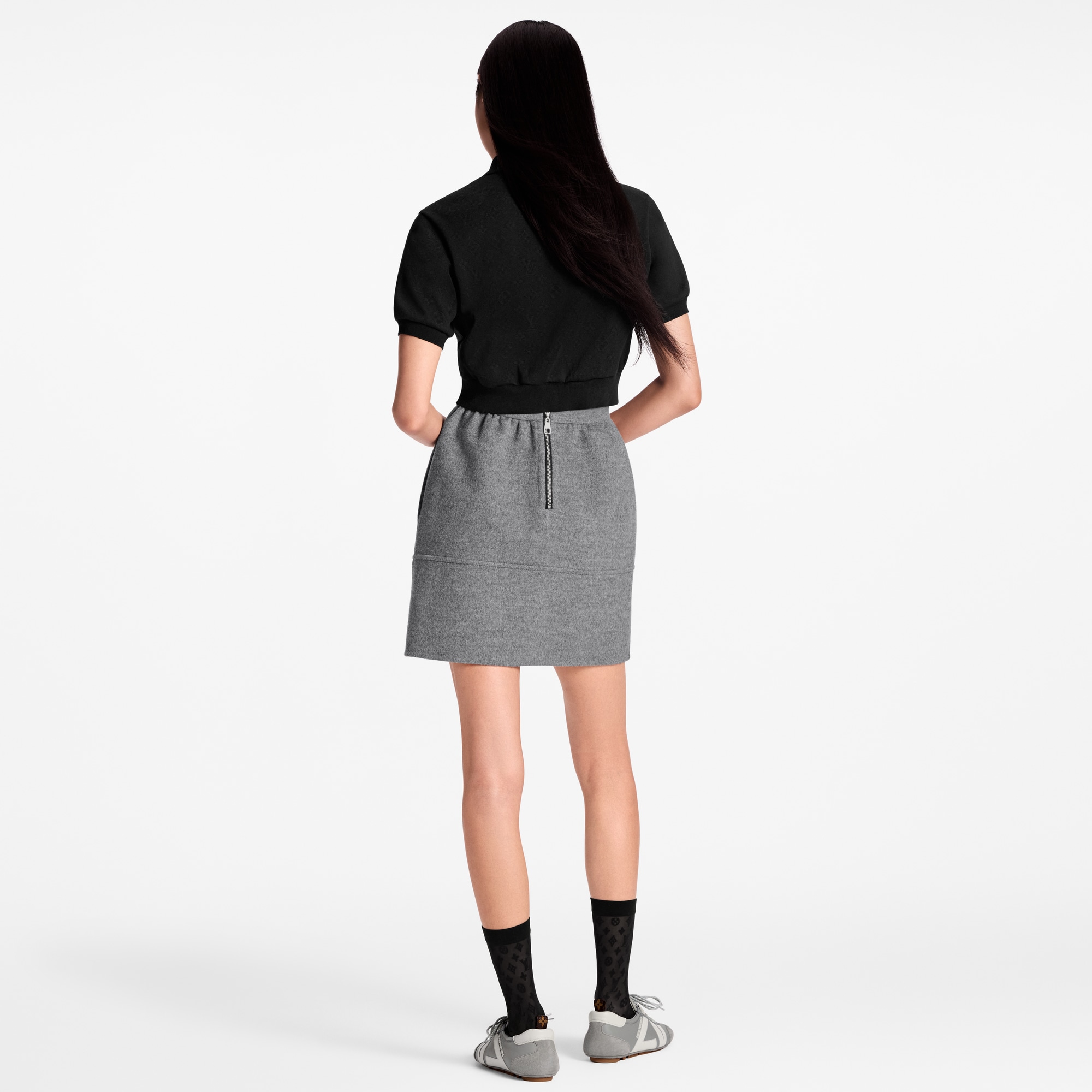 短身Monogram 圖案鈕扣 Polo 上衣  in 女士