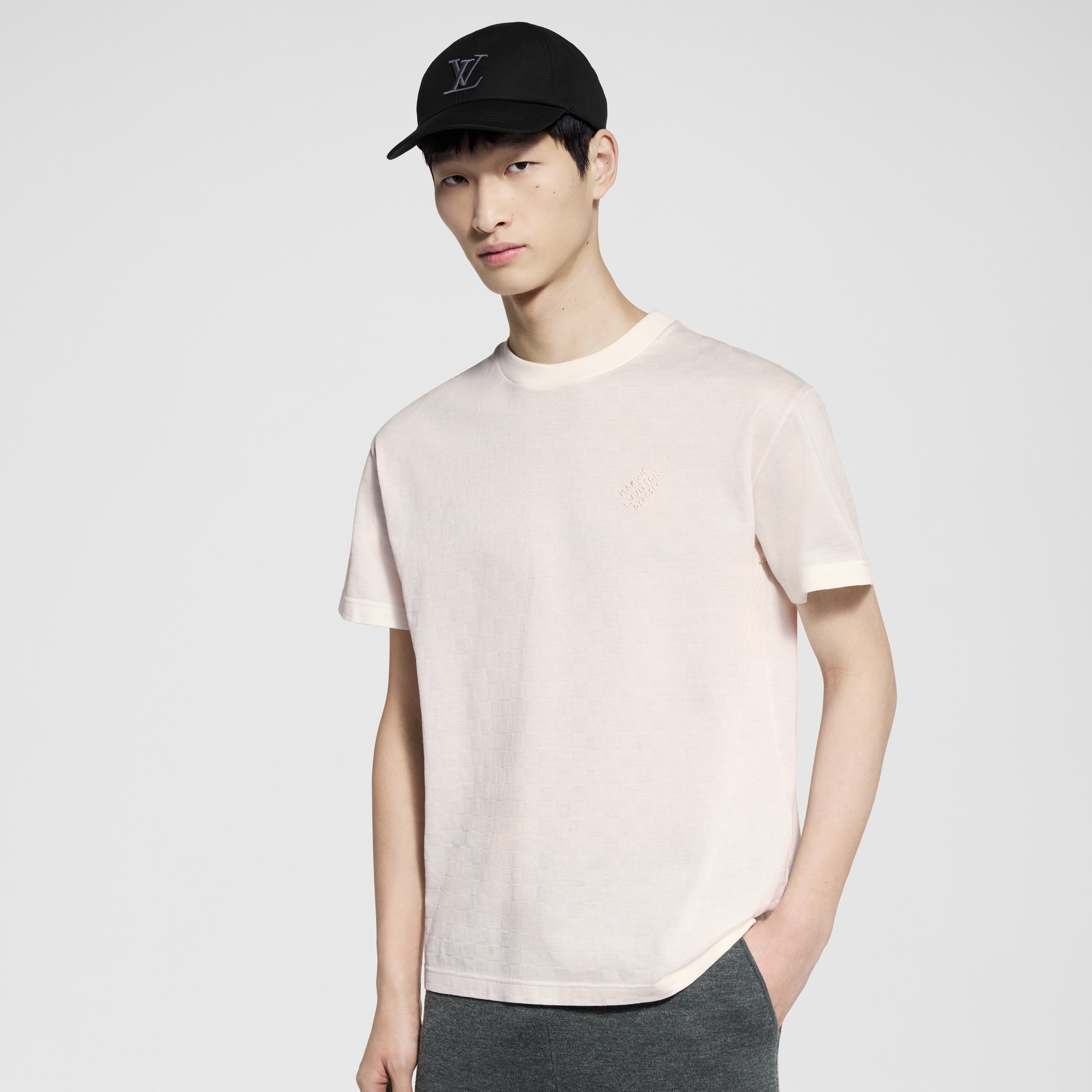 Damier 棉質珠皮布 T 恤  in 男士