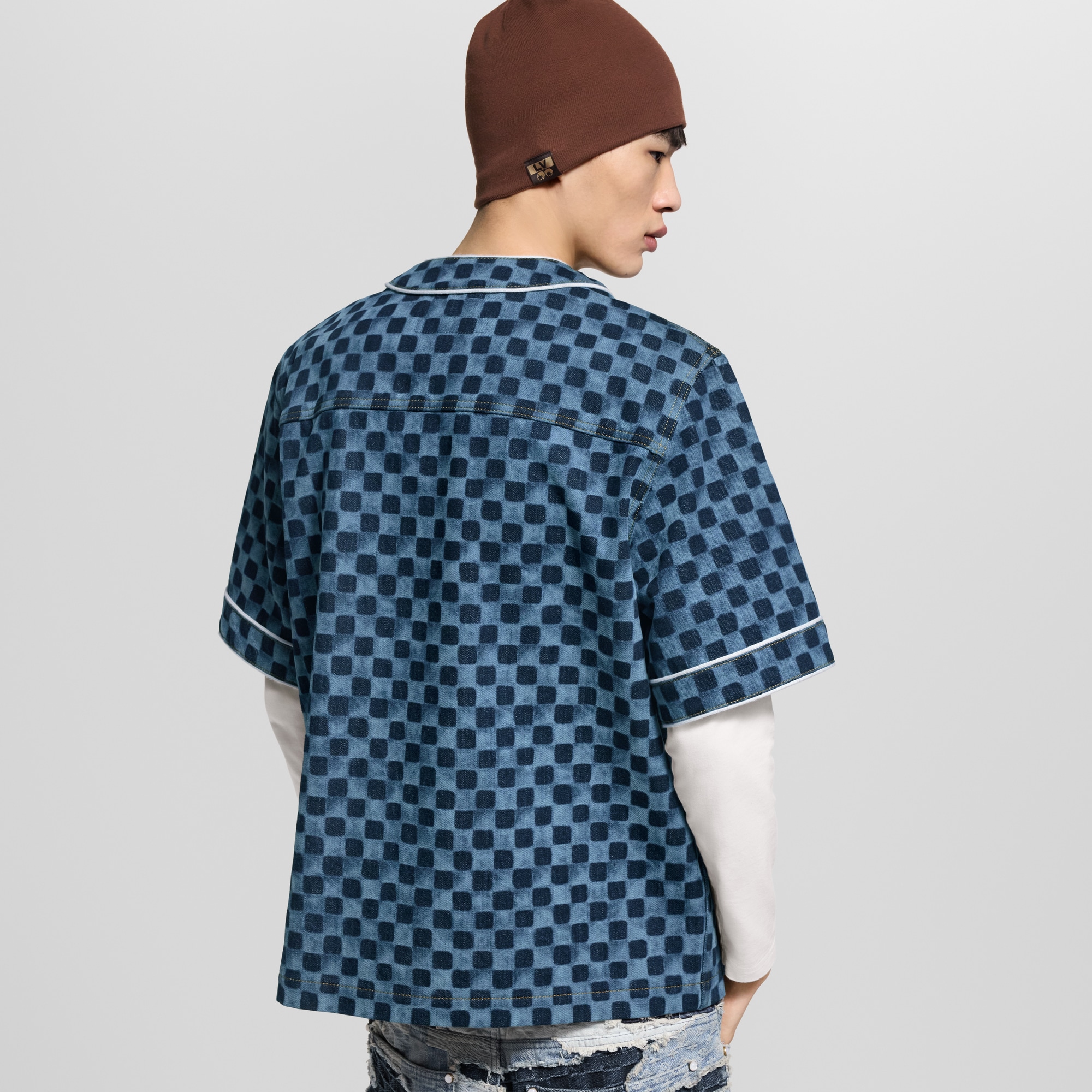 Damier 牛仔布棒球襯衫  in 男士