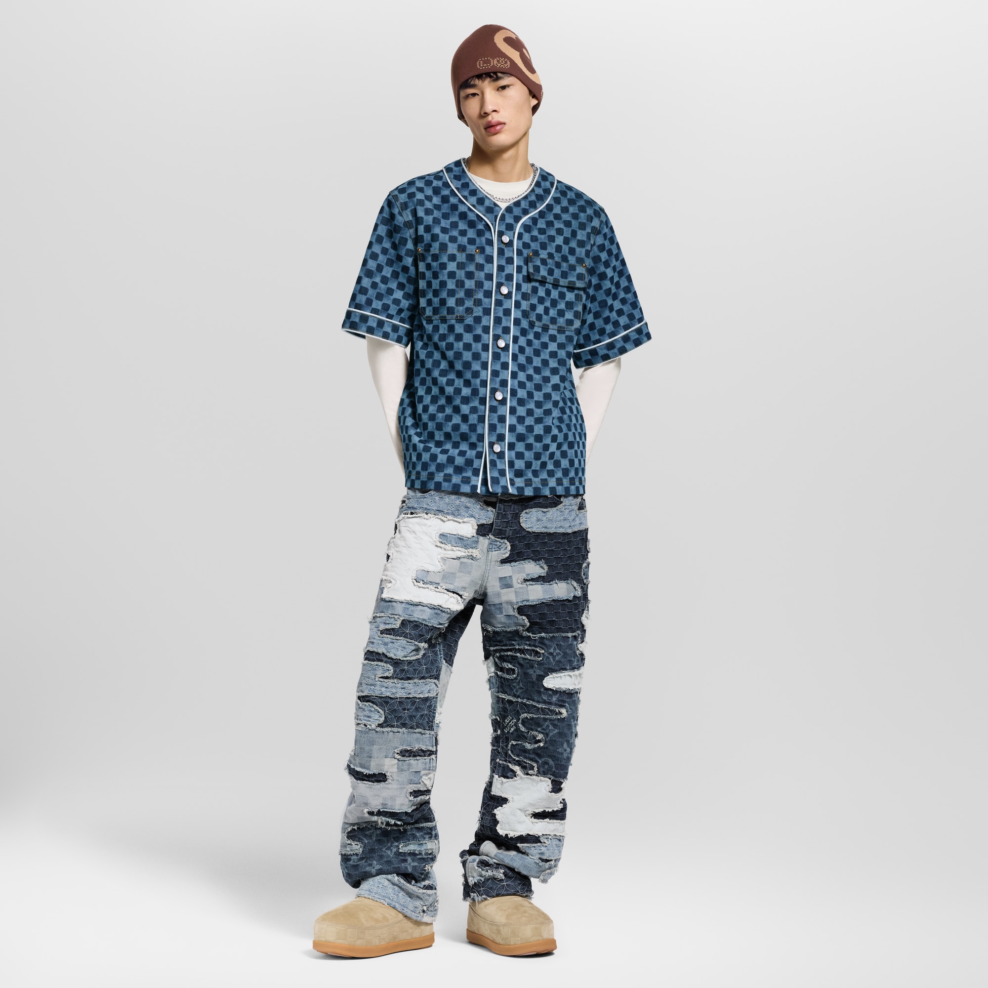 Damier 牛仔布棒球襯衫  in 男士