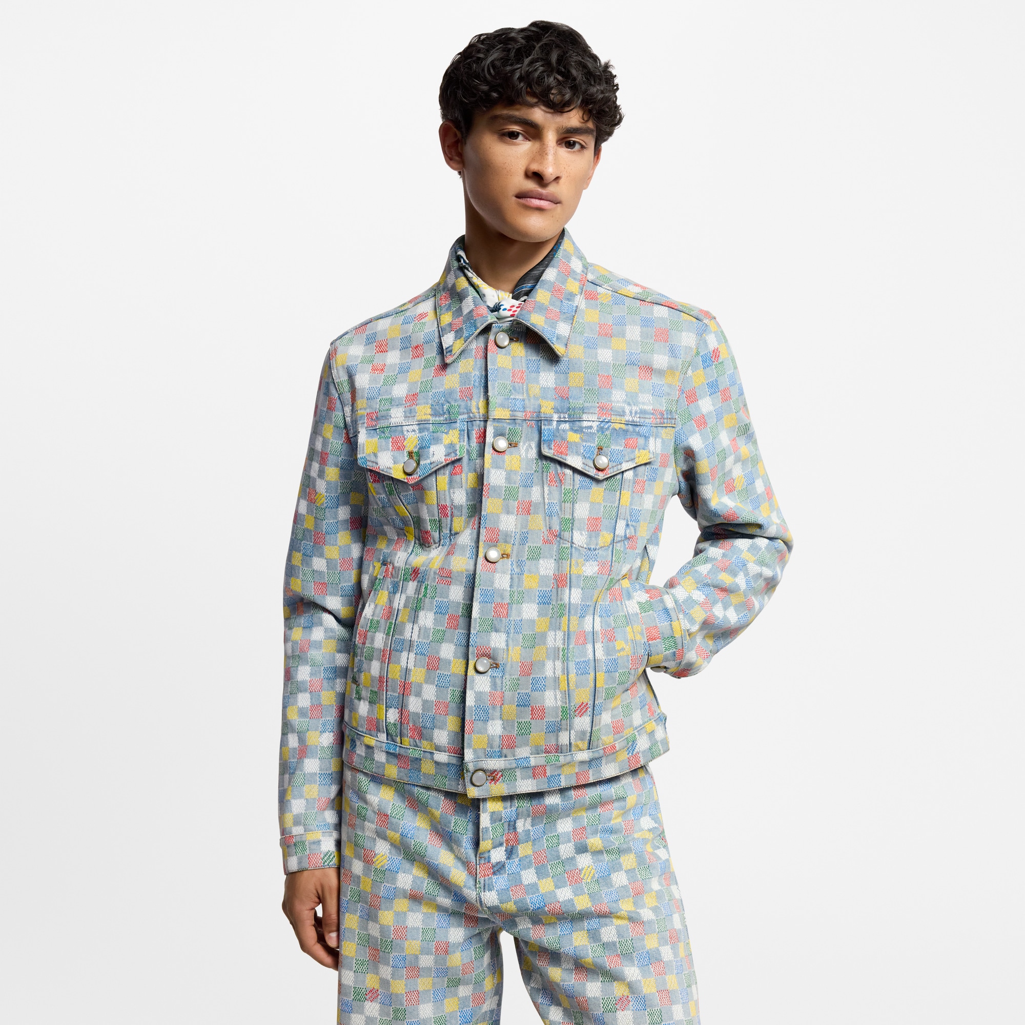 Damier 圖案牛仔外套  in 男士