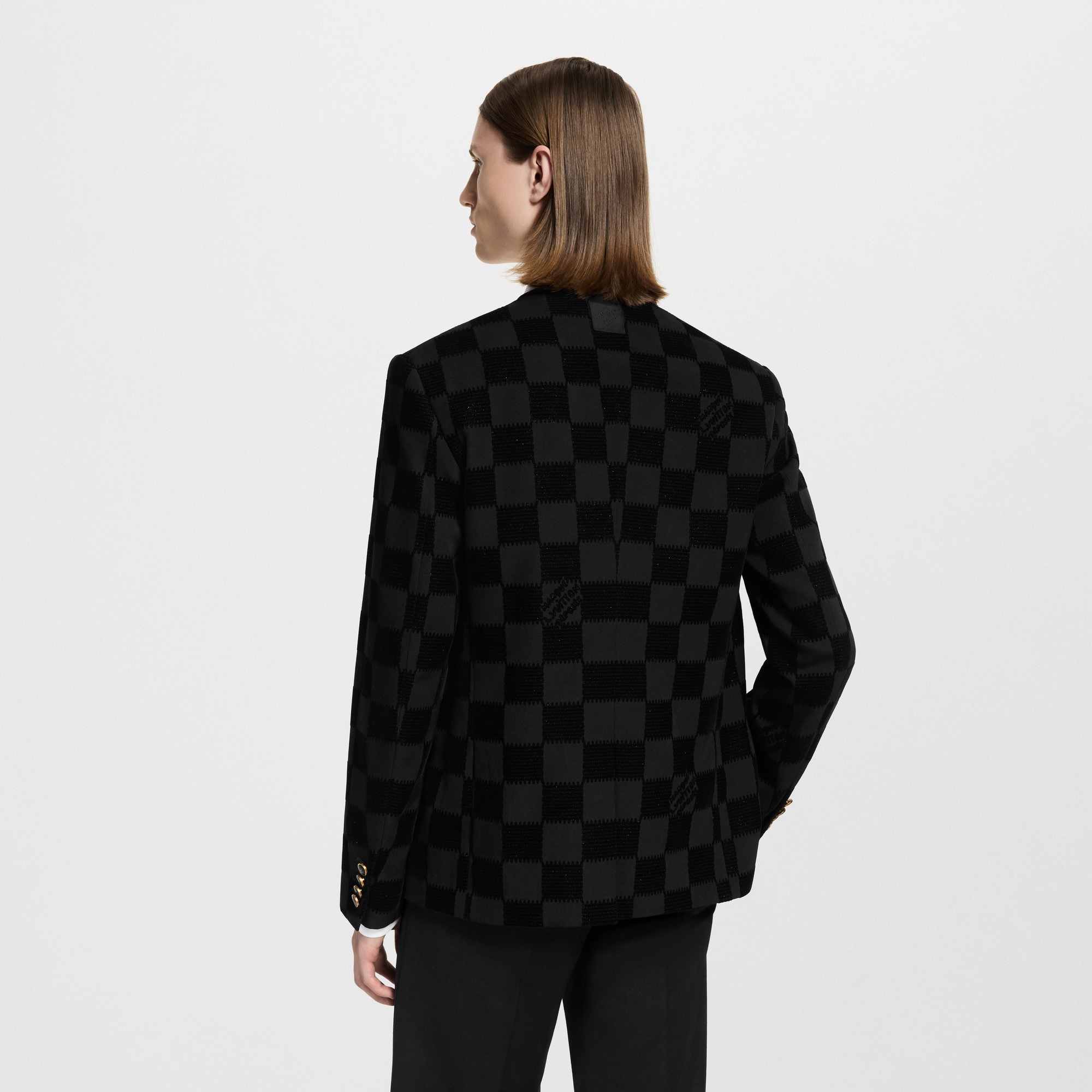 Damier 植絨無領外套  in 男士