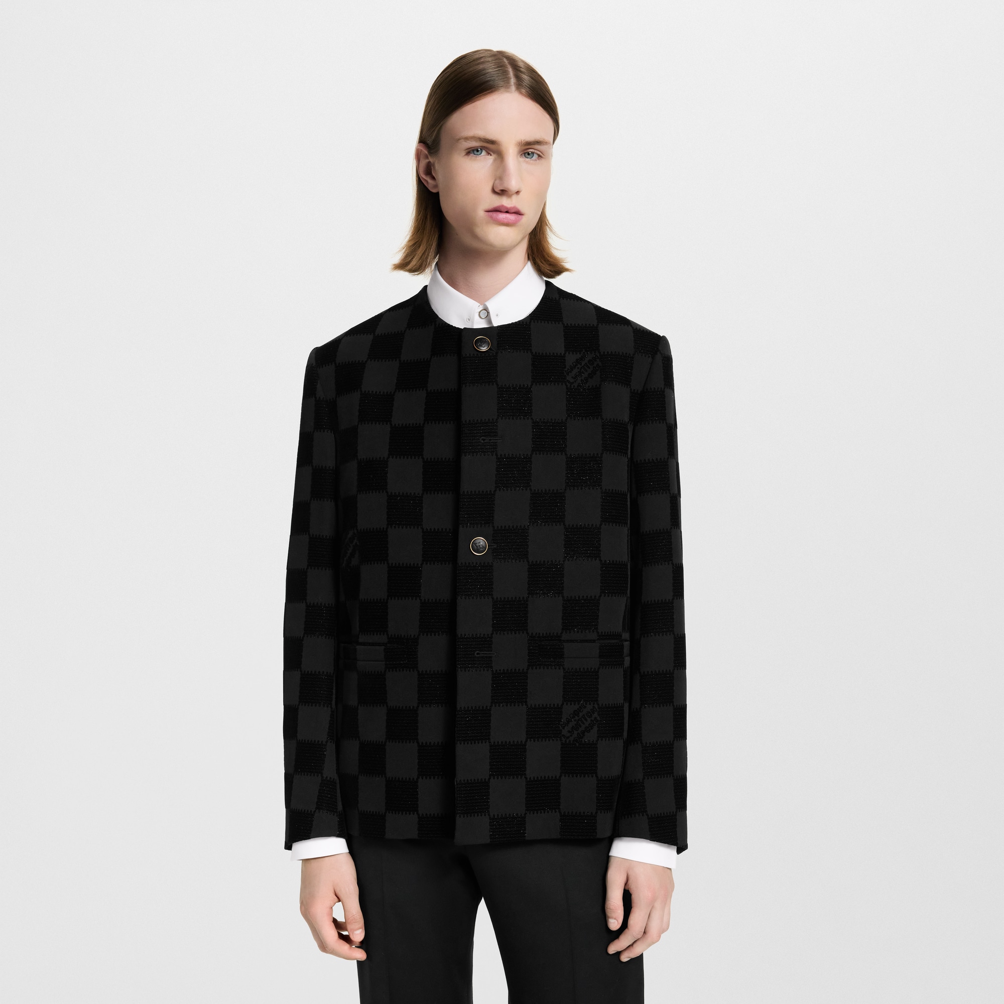 Damier 植絨無領外套  in 男士