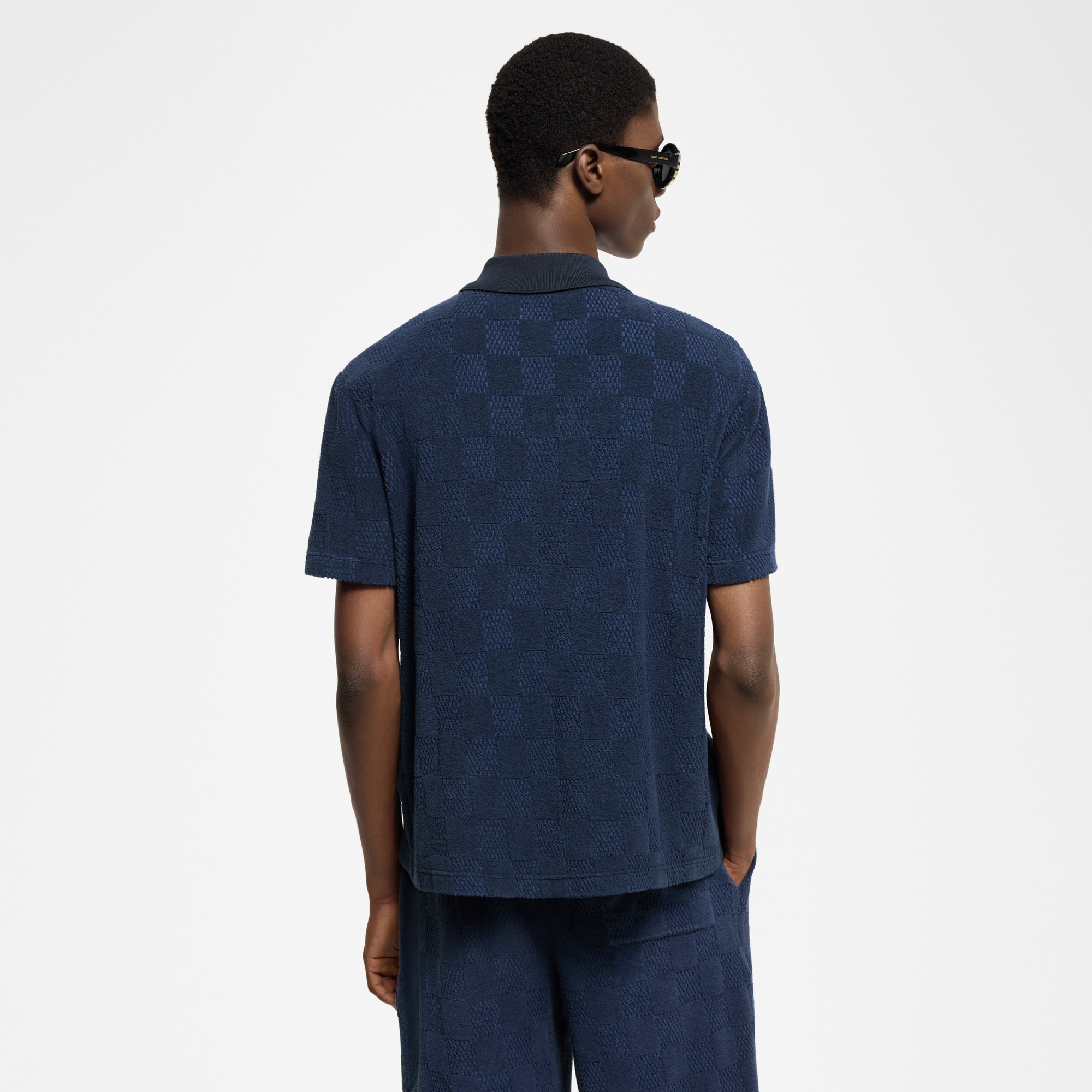 Damier 毛圈布短袖棉質混紡襯衫  in 男士