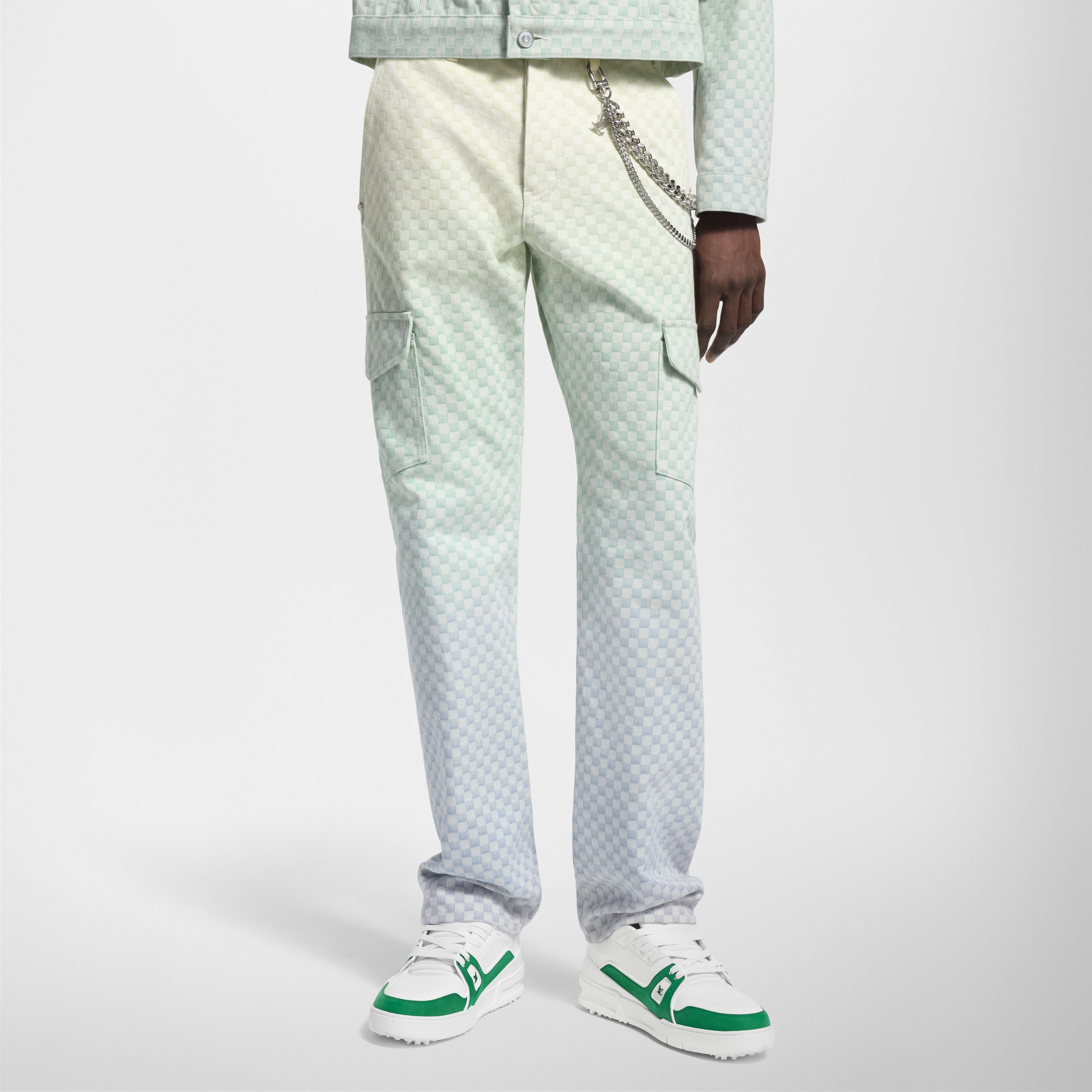 Damier 漸變色提花工裝風牛仔褲  in 男士