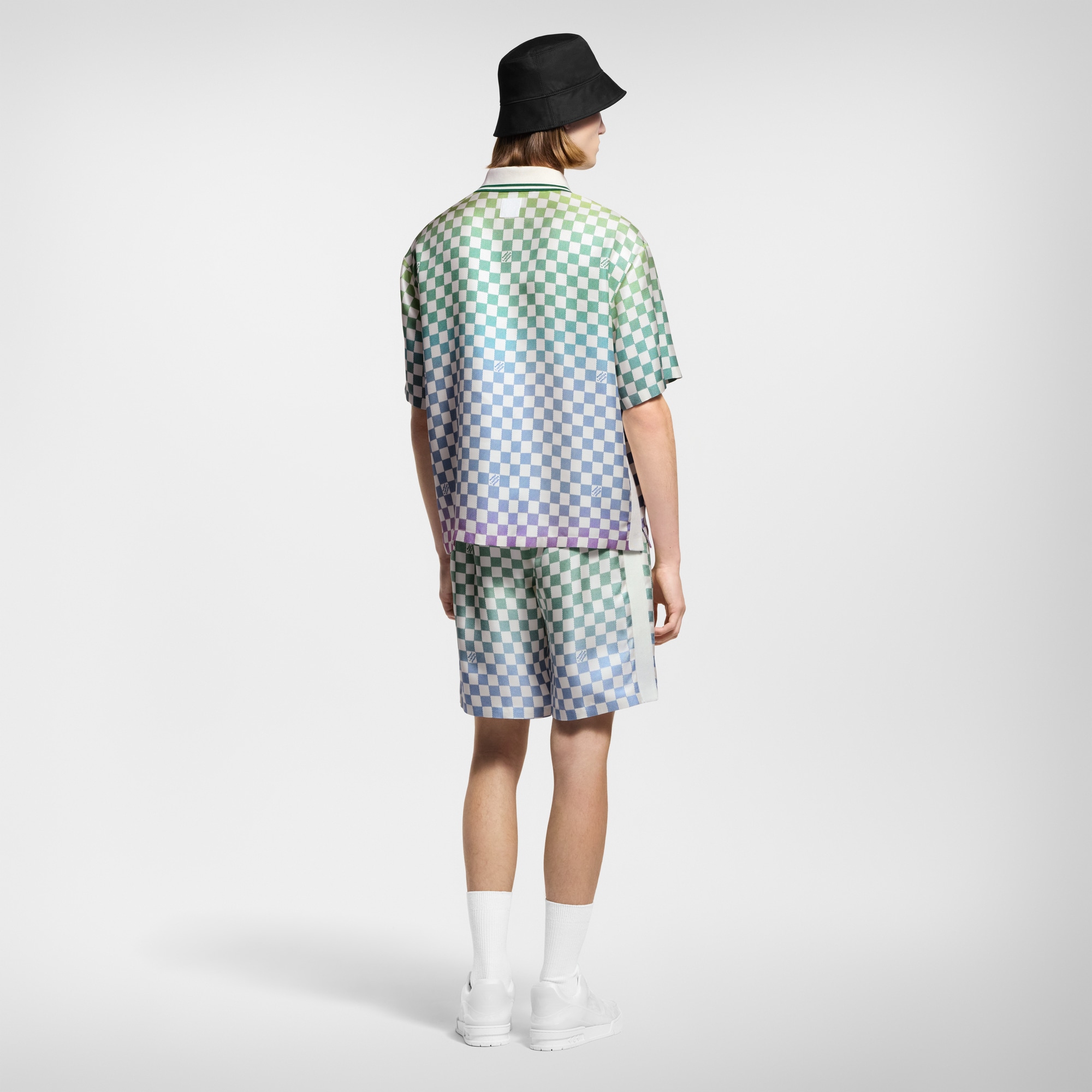 Damier 漸變色印花絲質 Polo 衫  in 男士