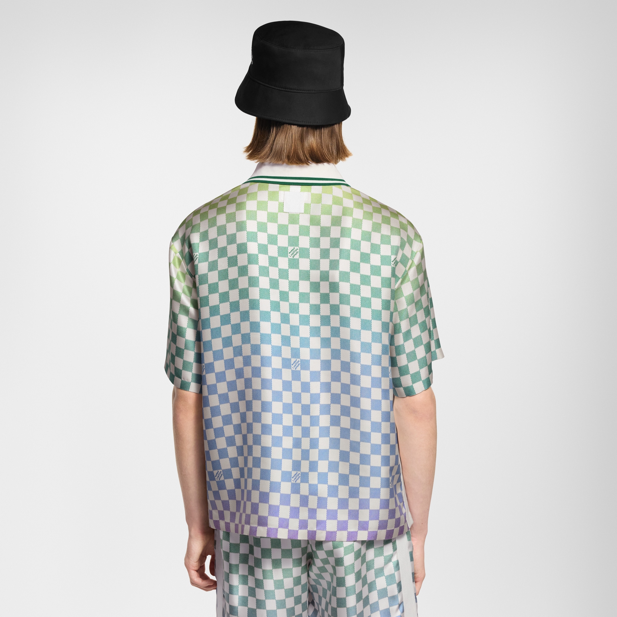 Damier 漸變色印花絲質 Polo 衫  in 男士