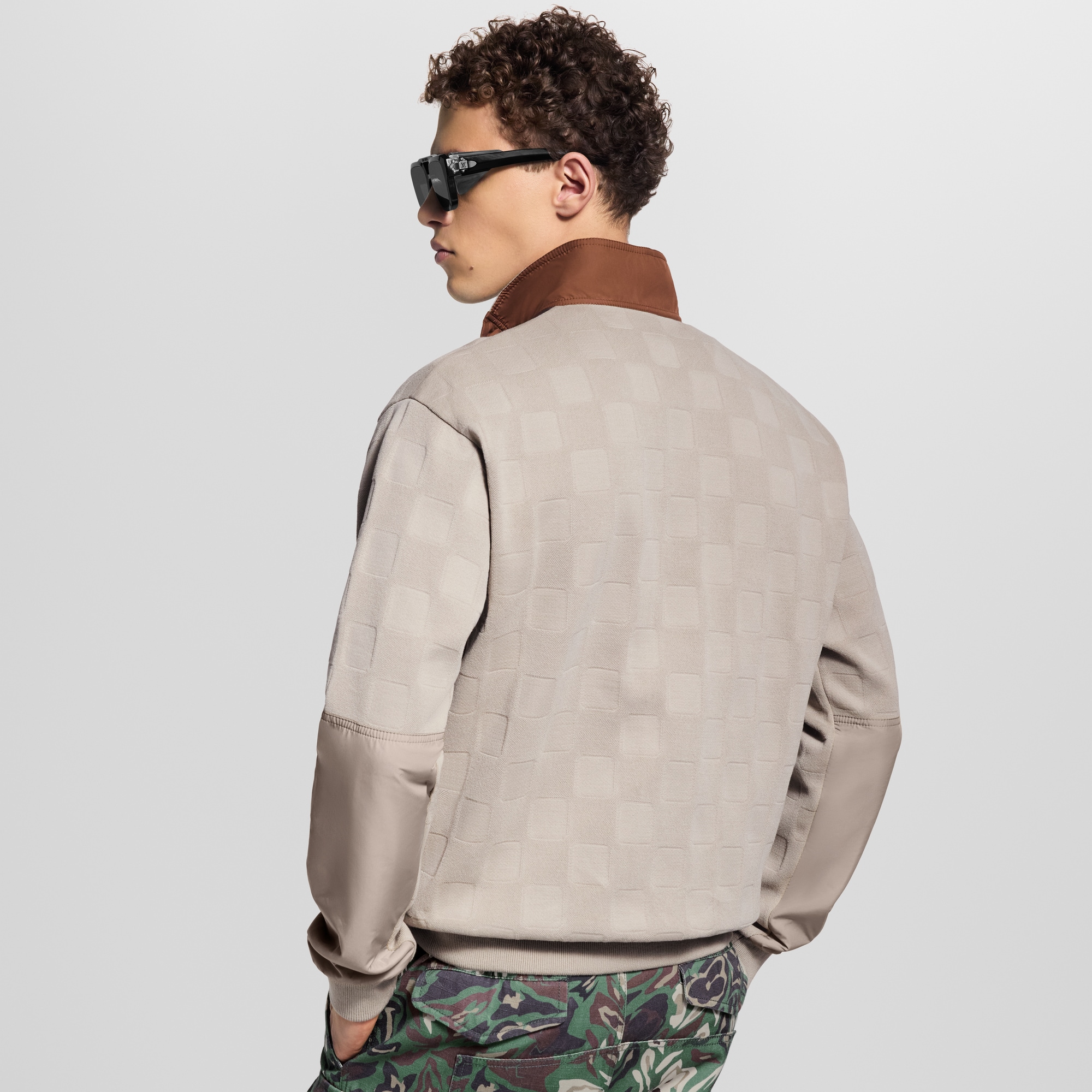 Damier 混合面料半拉鏈工裝風套頭衫  in 男士
