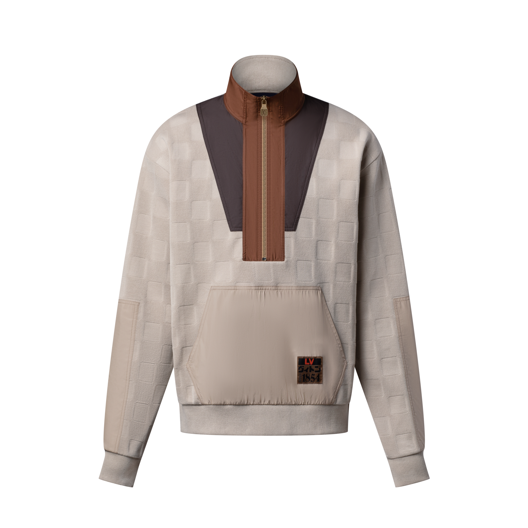 Damier 混合面料半拉鏈工裝風套頭衫  in 男士
