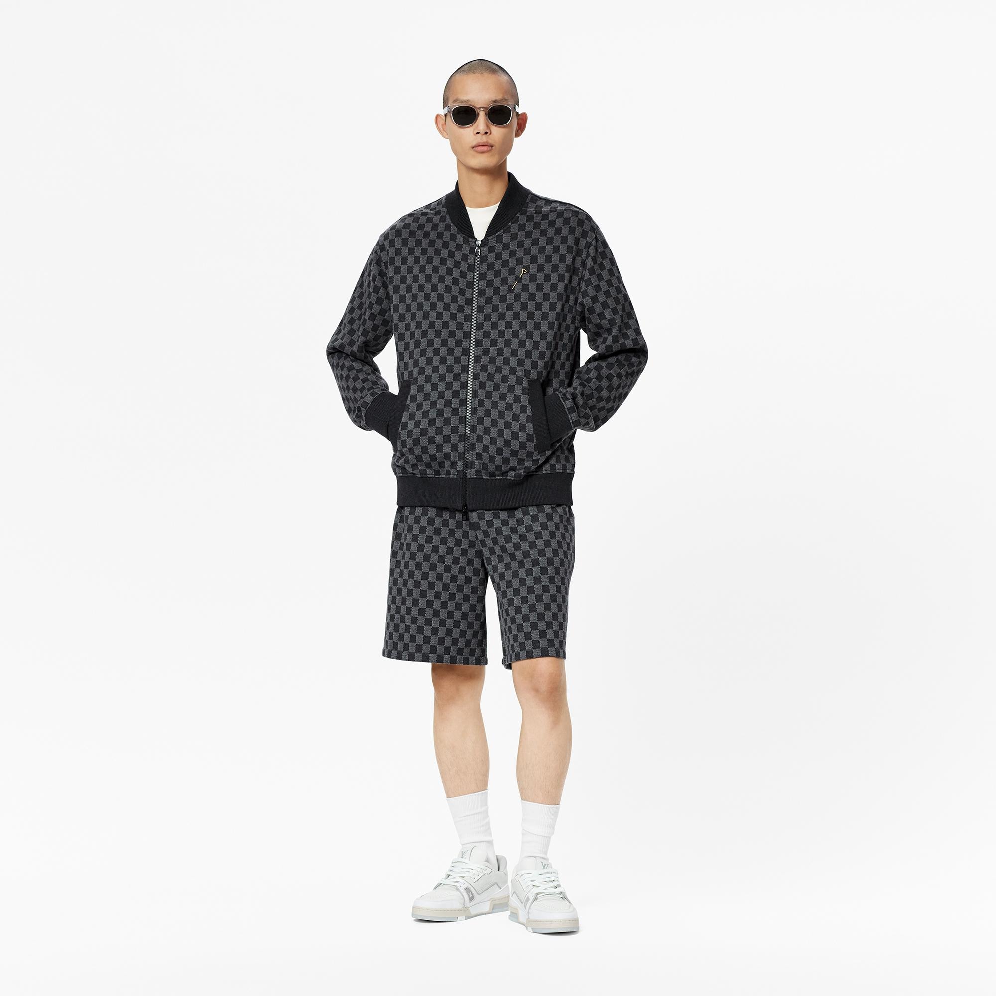 Damier 提花圖案全拉鏈飛行員外套  in 男士