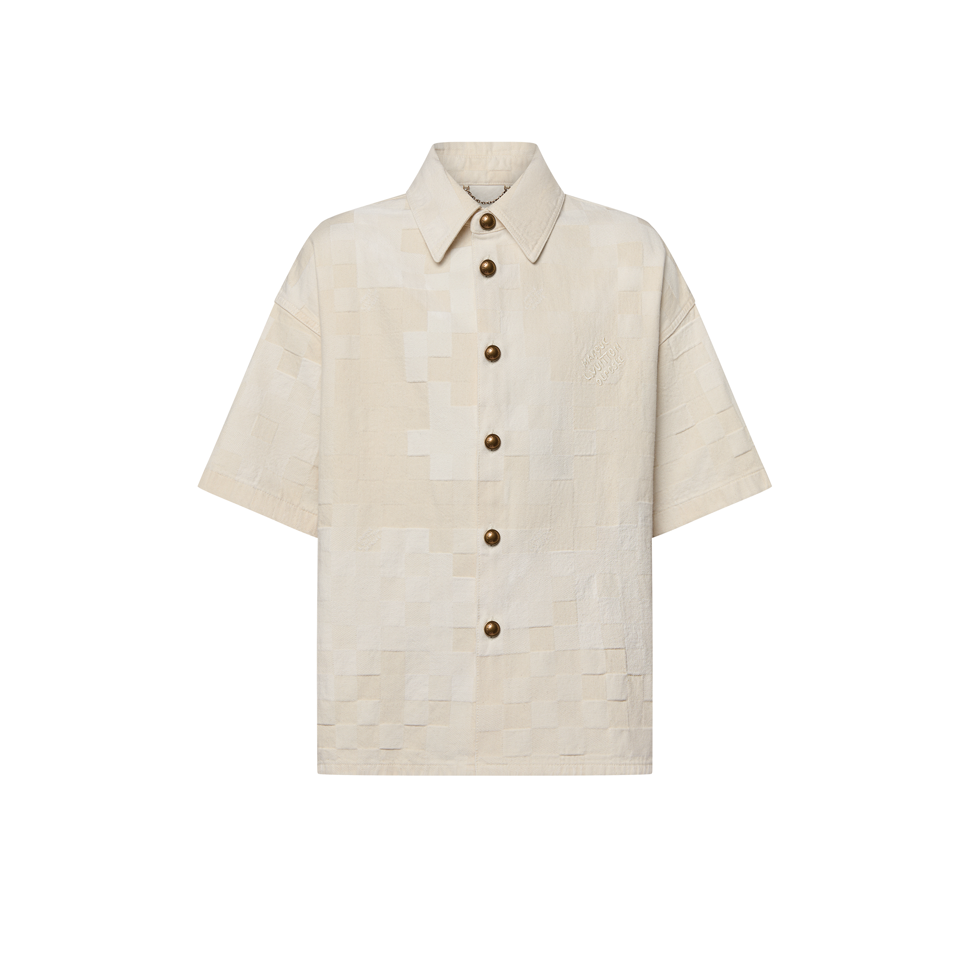 Damier 短袖牛仔布襯衫  in 男士