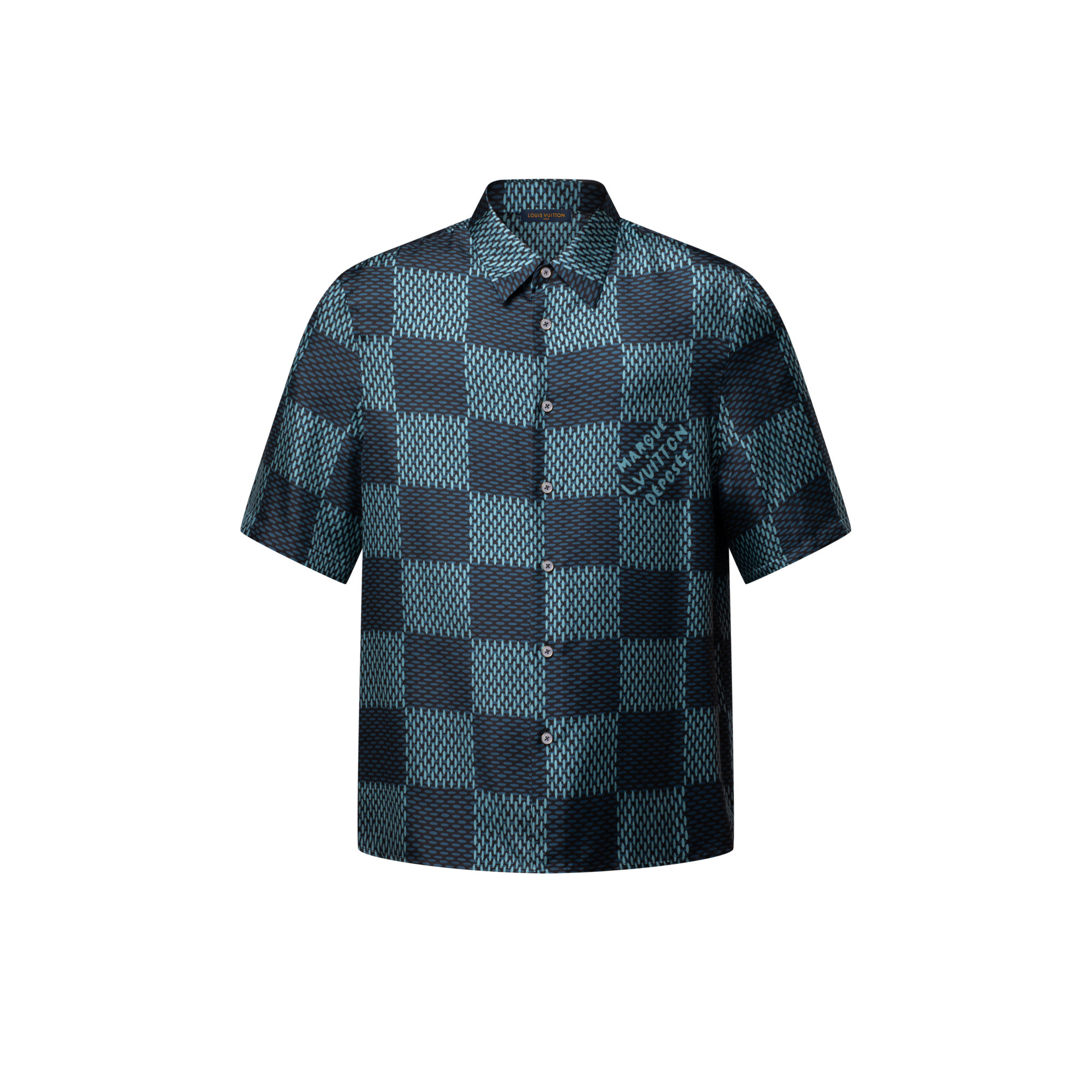 Damier 短袖絲質襯衫  in 男士