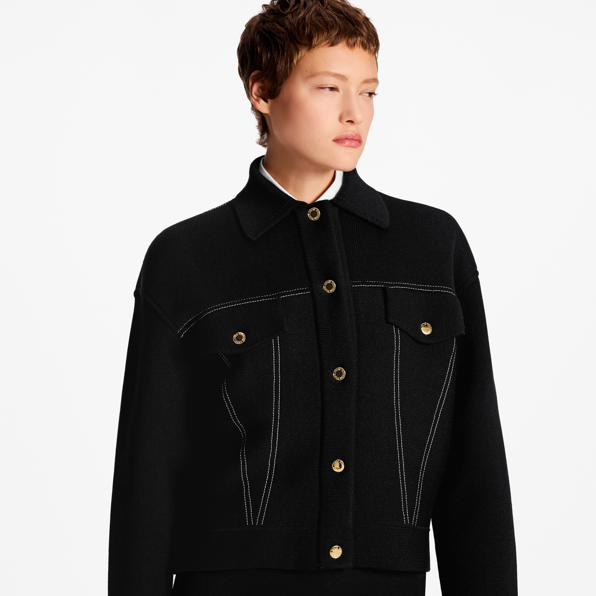 牛仔布效果針織外套  in 女士