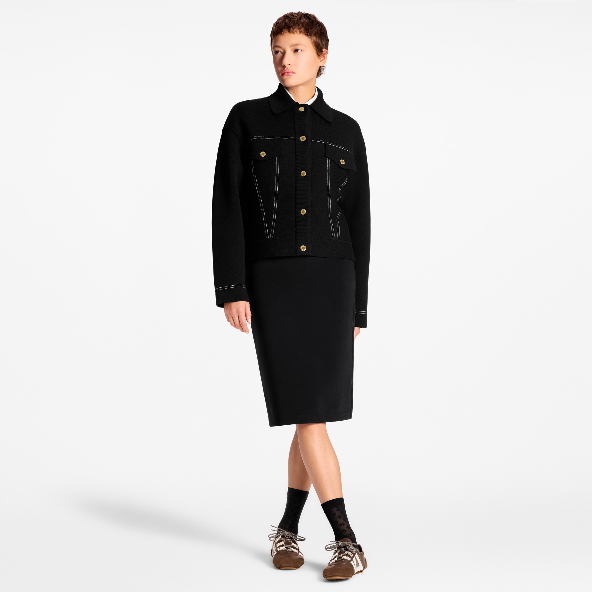 牛仔布效果針織外套  in 女士