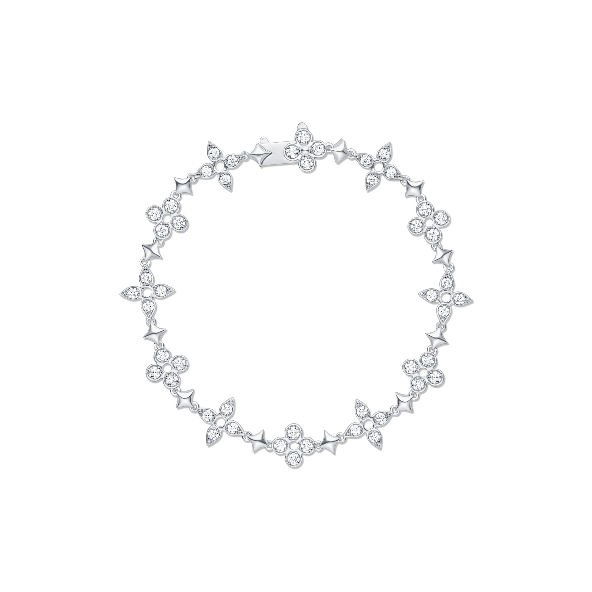 Dentelle One Row 白K金配鑽石手鐲  in 珠寶系列