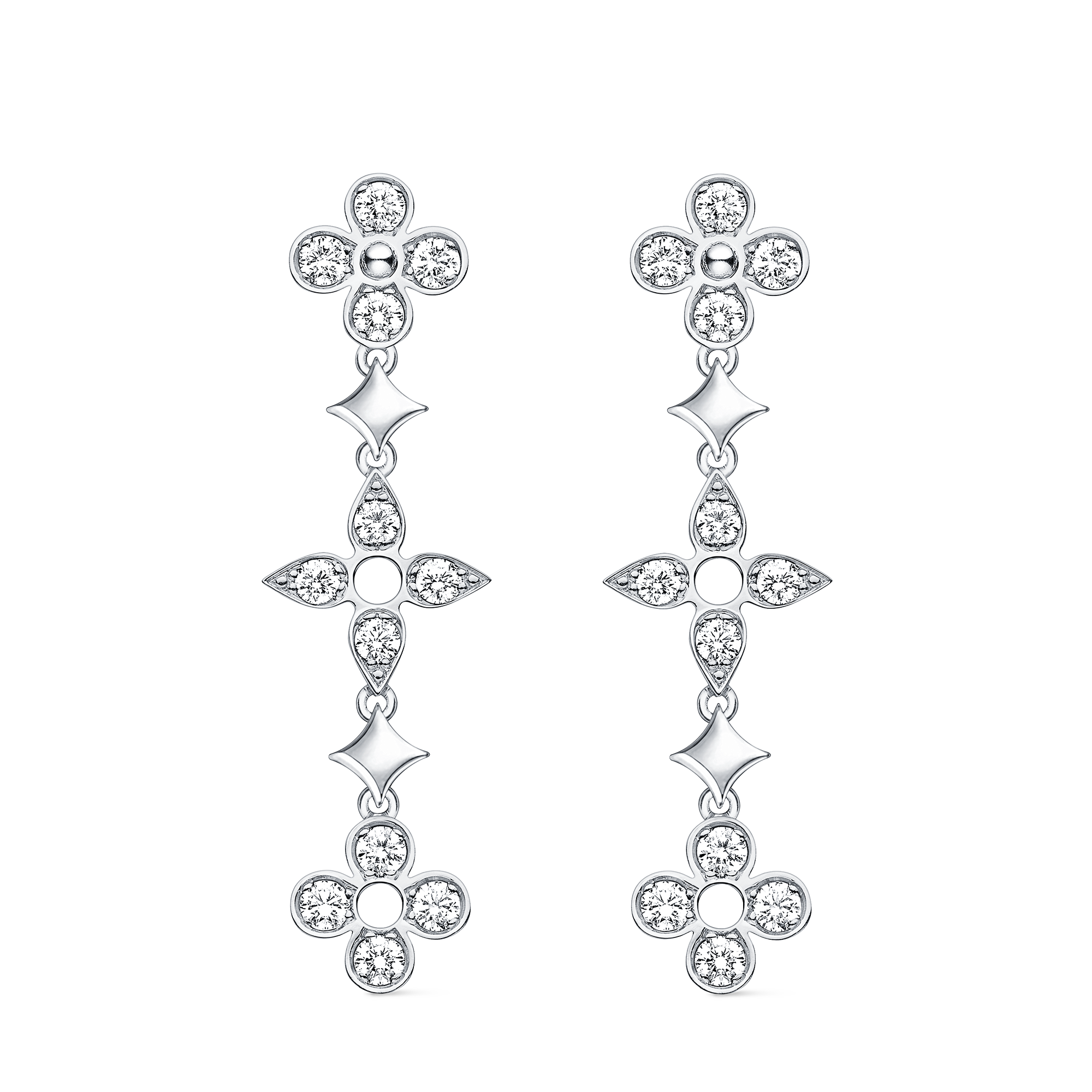 Dentelle One Row 白K金配鑽石耳環  in 珠寶系列