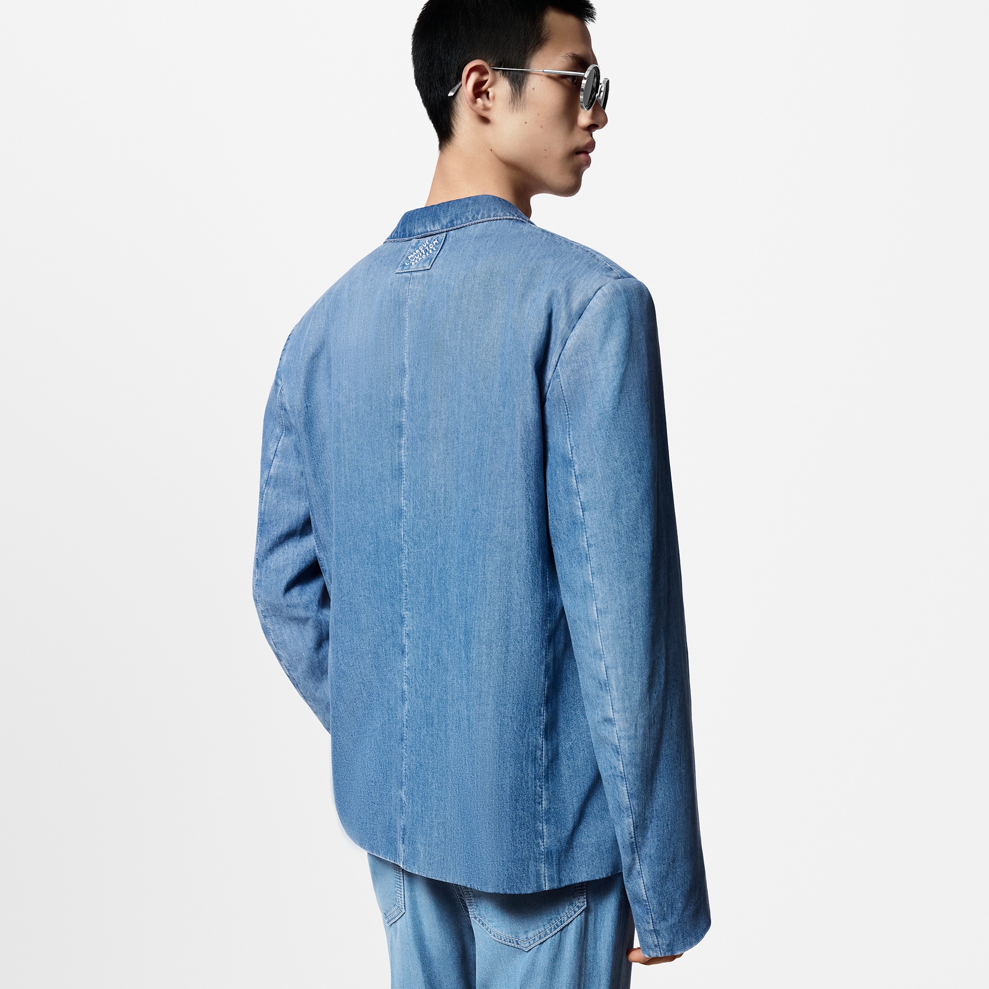 雙排扣西裝剪裁 Chambray 外套  in 男士