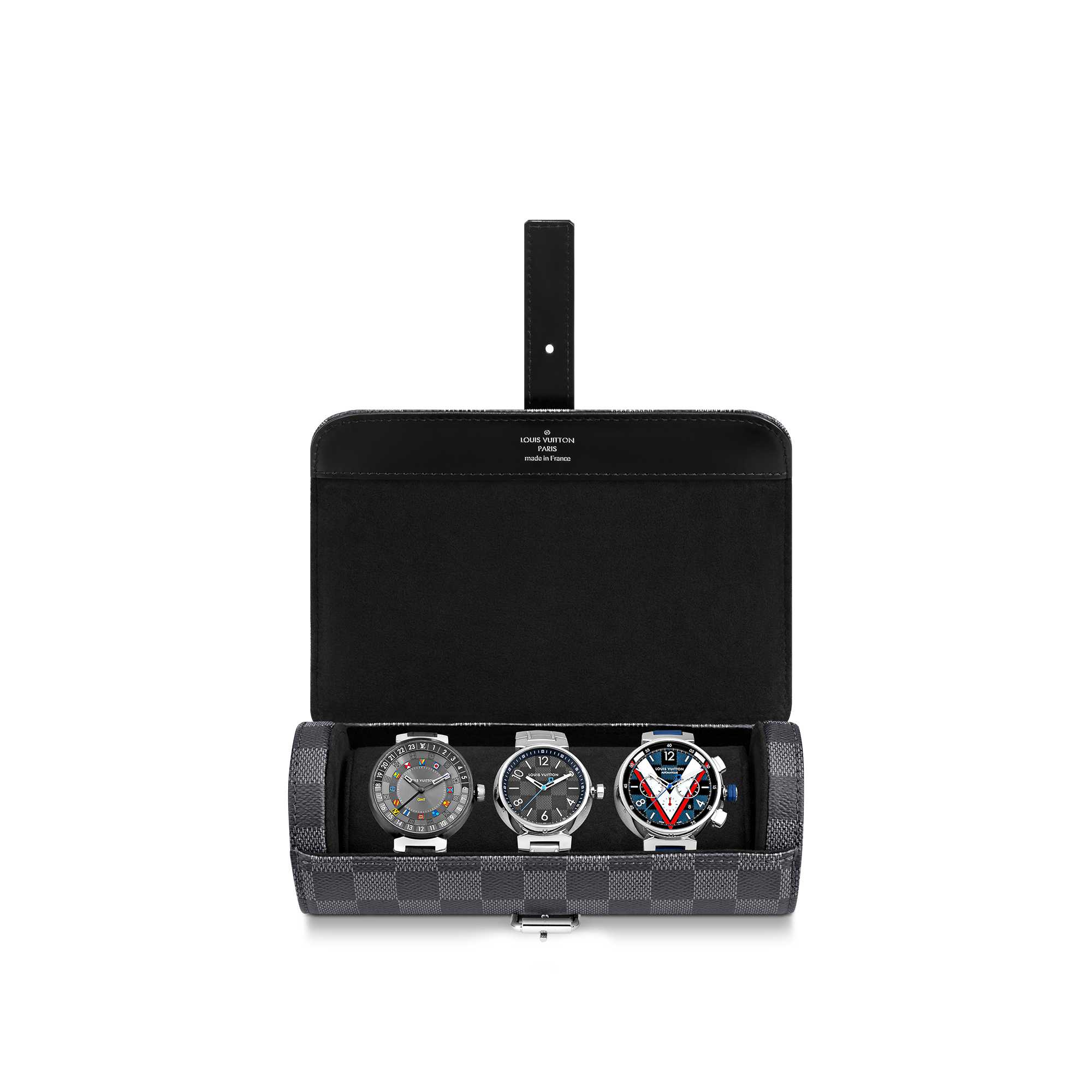 3 腕錶盒 Damier Graphite 帆布 in 男士