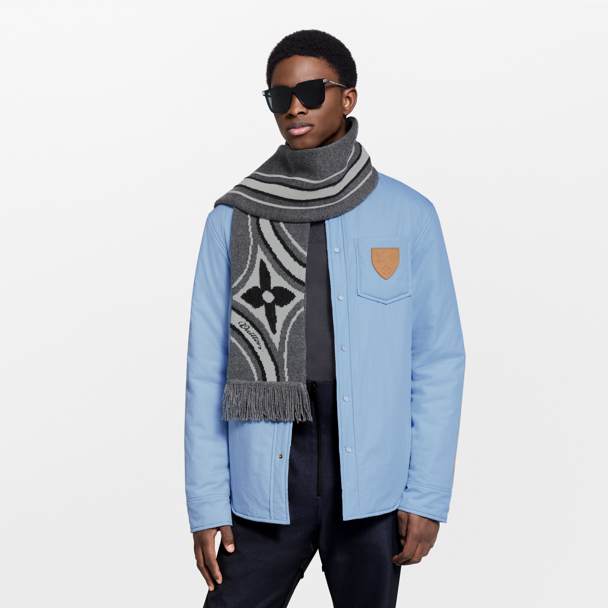 幾何風花卉圖案圍巾 . in 男士