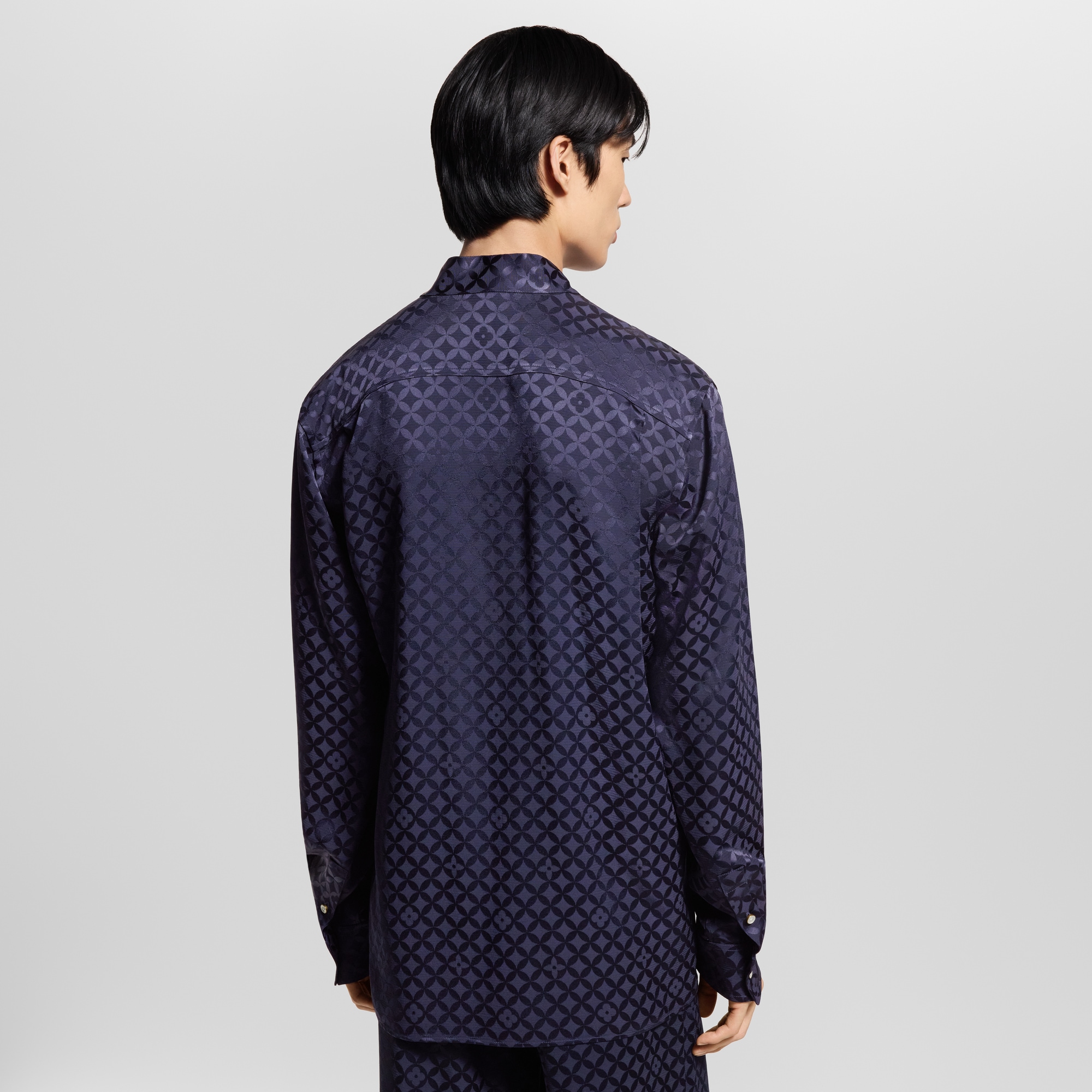 幾何風提花長袖和服式襯衫  in 男士