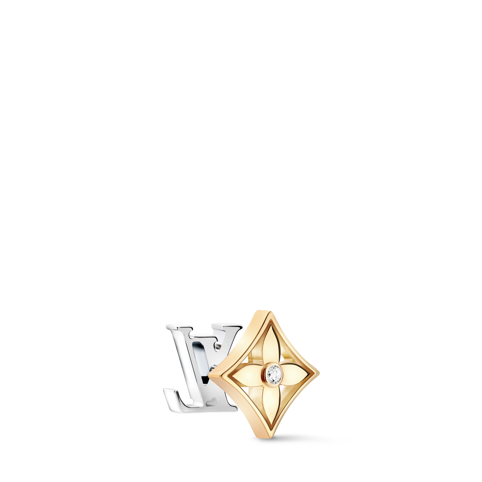 Idylle Blossom 黃K金及白K金配鑽石雙面單枚耳釘  in 珠寶系列