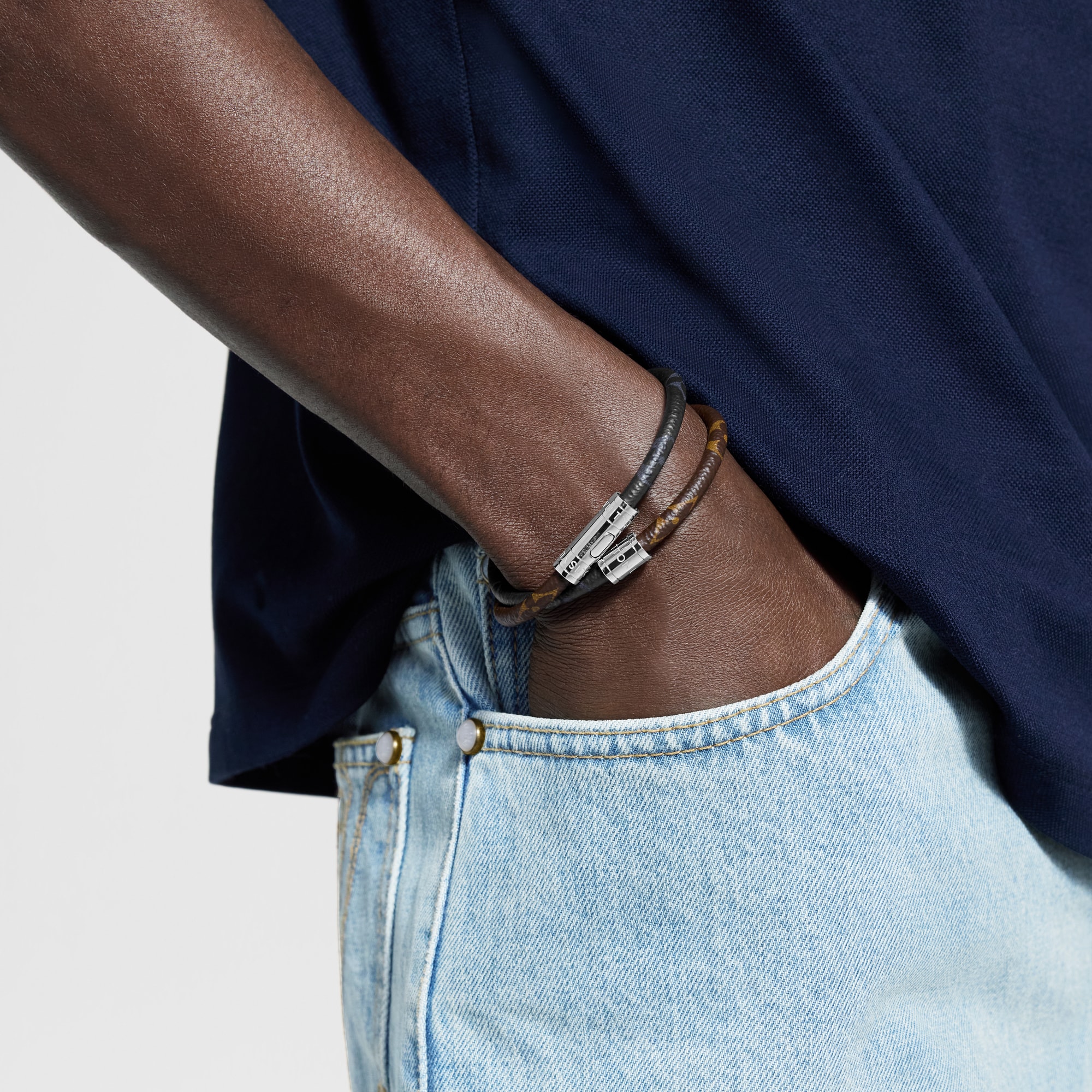 Keep It Double 皮革手環 Monogram 帆布 in 男士