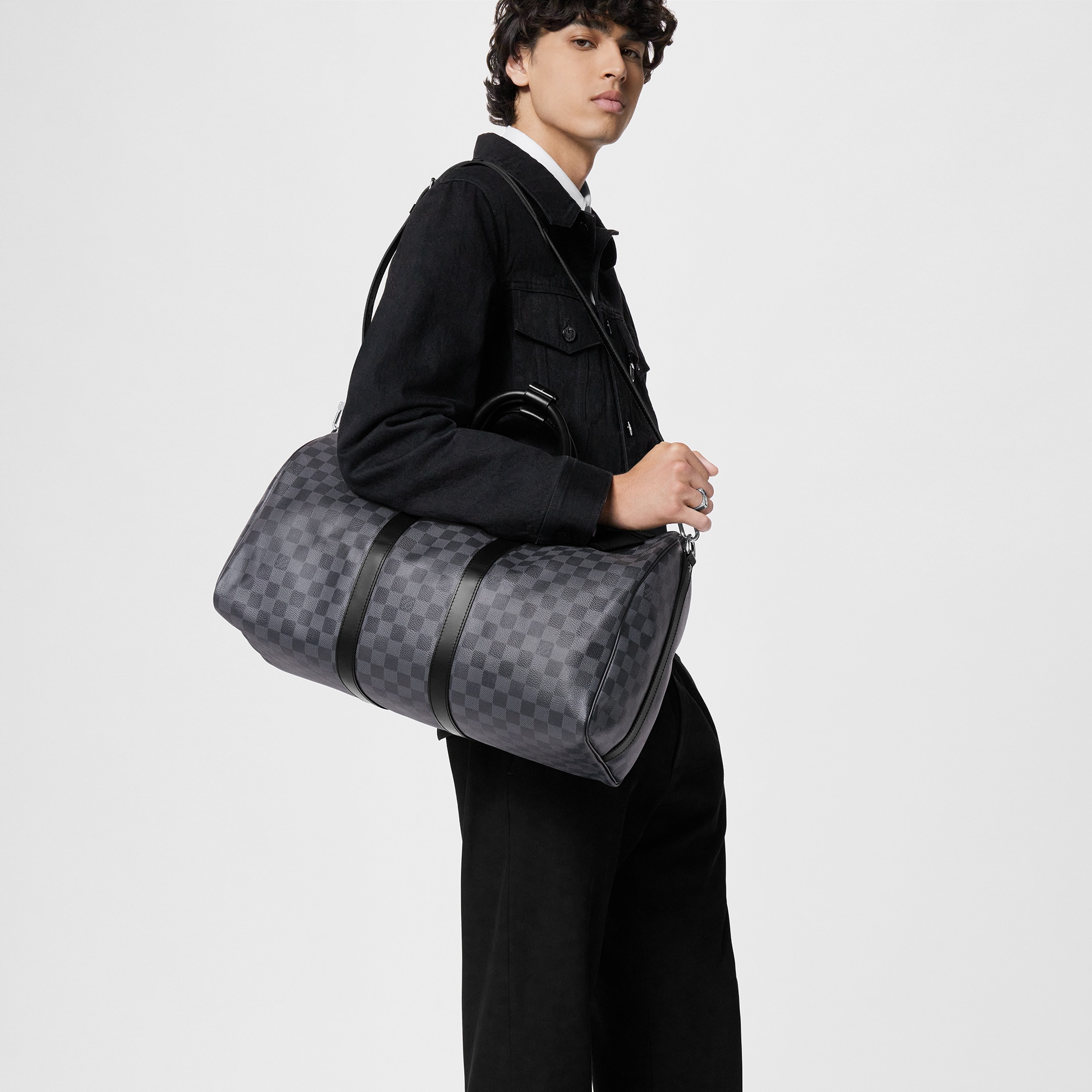 Keepall Bandoulière 45 Damier Graphite 帆布 in 男士