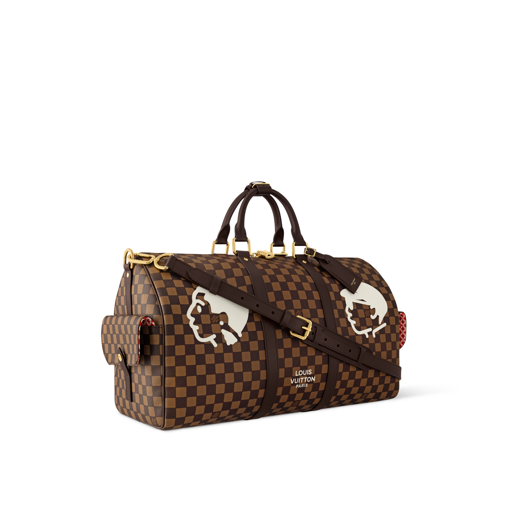 Keepall Bandoulière 50 Damier Ebène 帆布 in 時尚包包及小型皮件