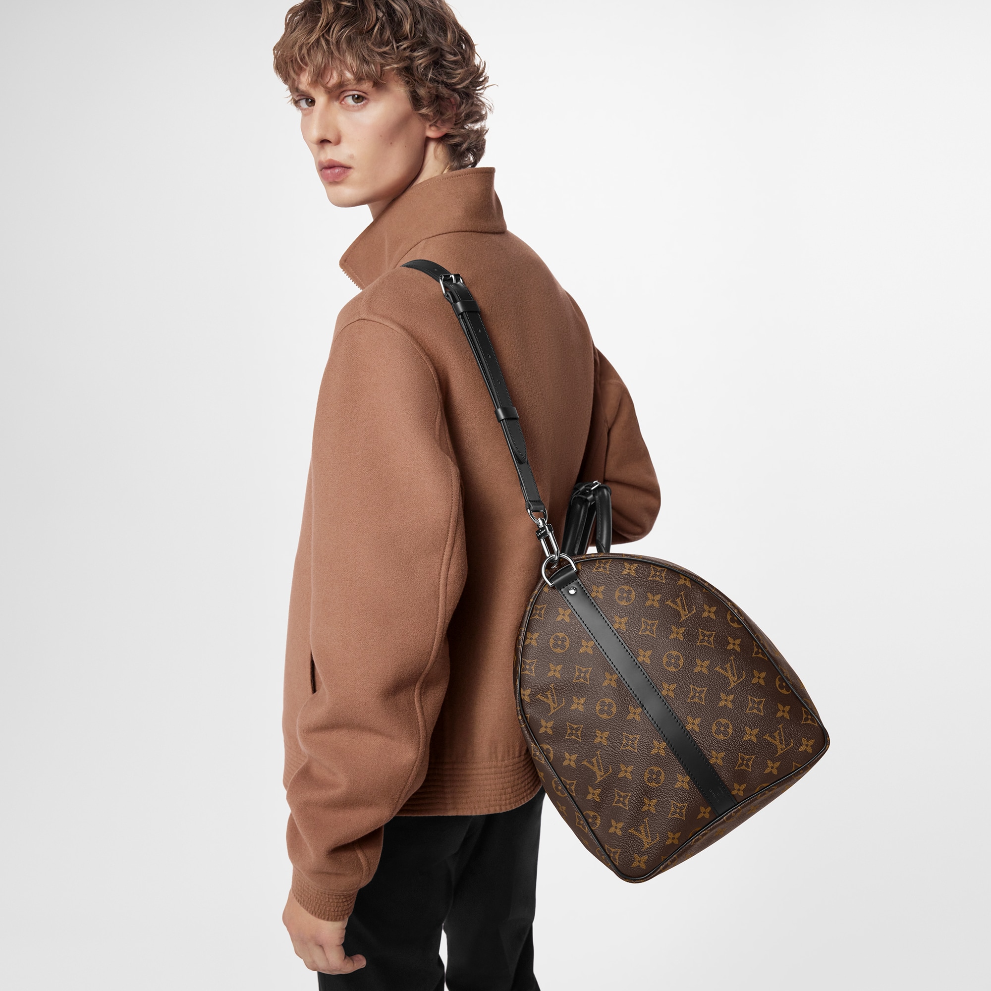 Keepall Bandoulière 55 Monogram Macassar 帆布 in 時尚包包及小型皮件