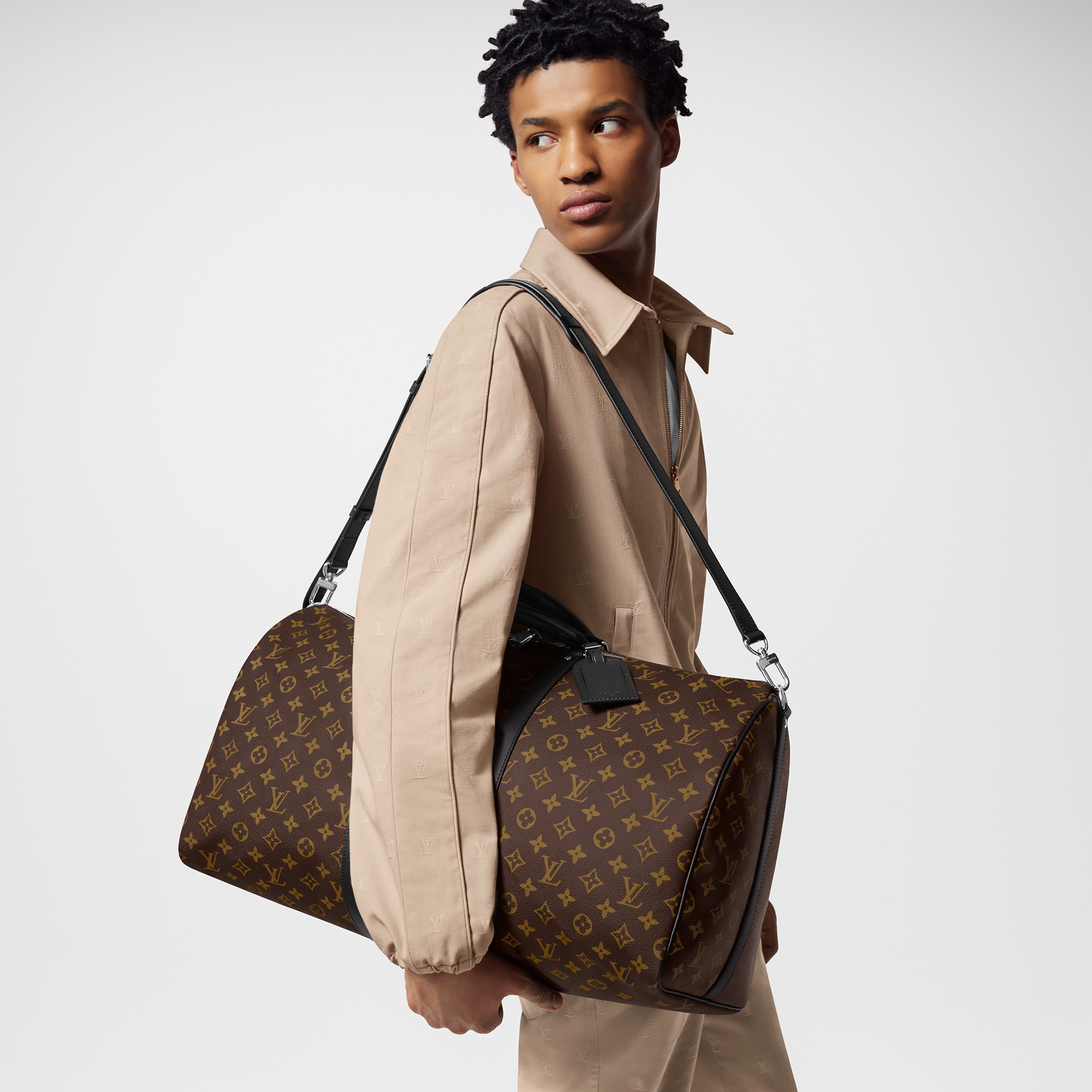 Keepall Bandoulière 55 Monogram Macassar 帆布 in 時尚包包及小型皮件