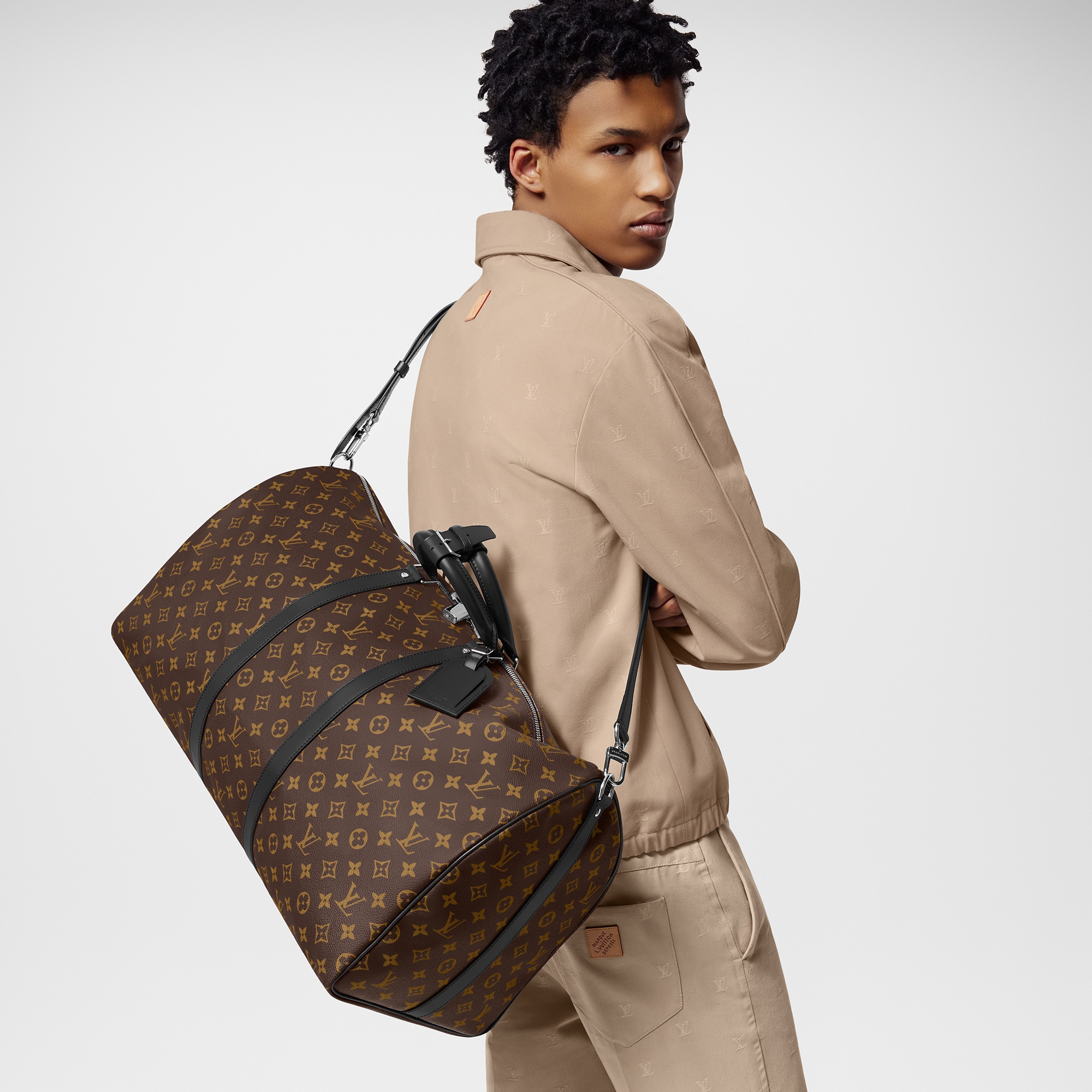 Keepall Bandoulière 55 Monogram Macassar 帆布 in 時尚包包及小型皮件