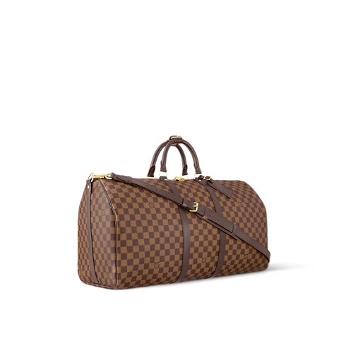 Keepall Bandoulière 55 Damier Ebène 帆布 in 時尚包包及小型皮件's 個人化包款服務 } collections by Louis Vuitton (產品縮放)