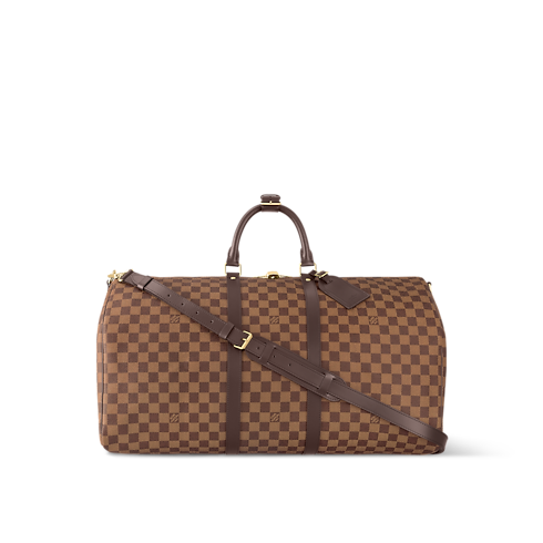 Keepall Bandoulière 55 Damier Ebène 帆布 in 時尚包包及小型皮件's 個人化包款服務 } collections by Louis Vuitton (產品縮放)