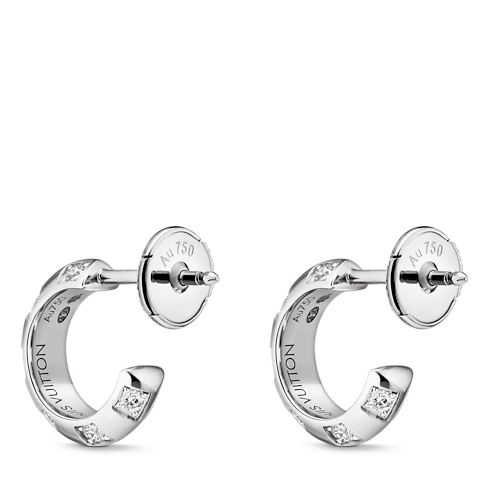 Le Damier de Louis Vuitton 小號環狀耳環 - 配白K金及鑽石 in 珠寶系列's 按類別瀏覽 耳環 collections by Louis Vuitton (產品縮放)