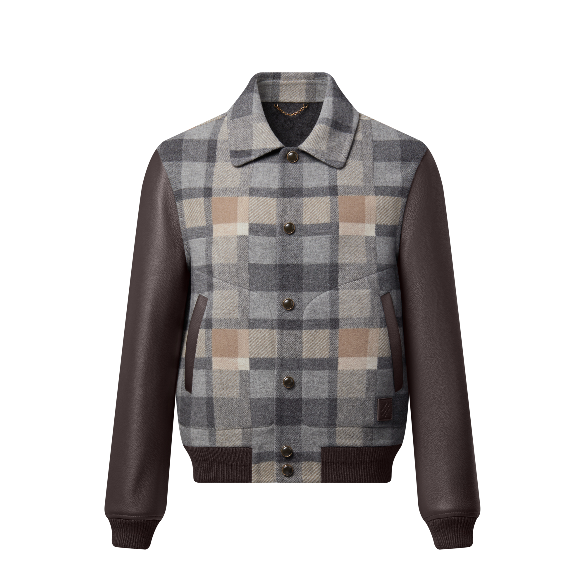 混合皮革學院風外套  in 男士