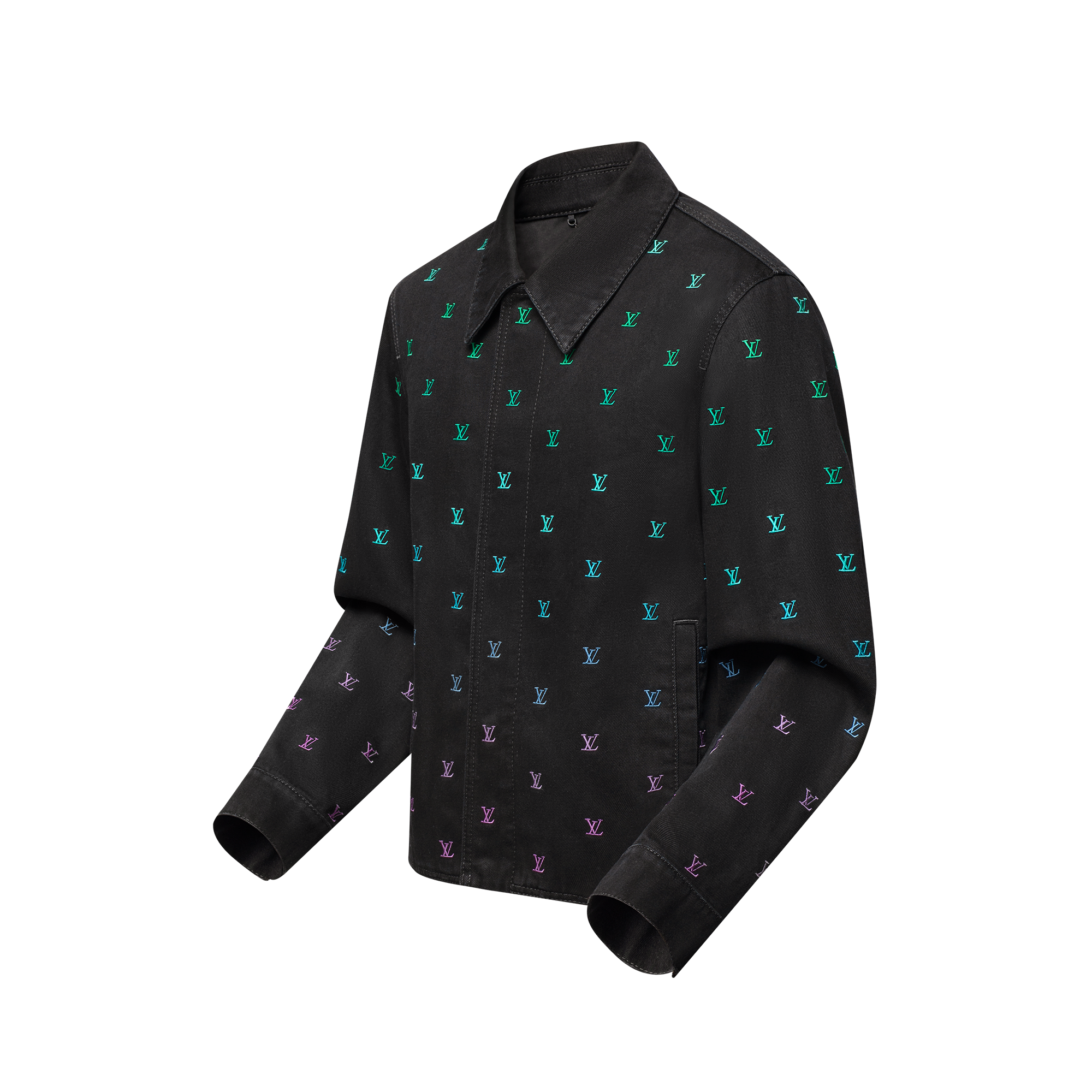 LV Blason 漸變色刺繡牛仔布教練外套  in 男士