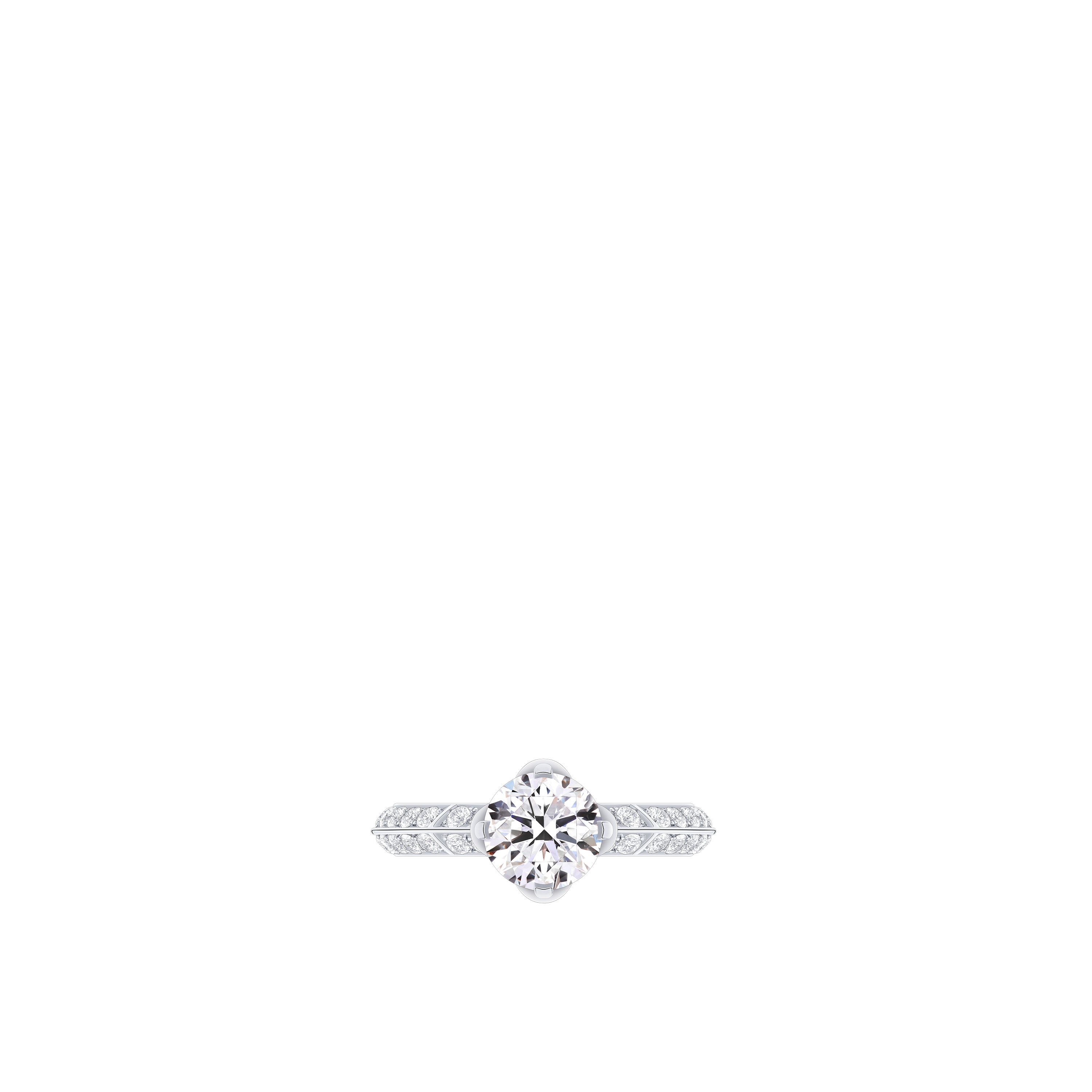 LV Diamonds Pavé 單顆寶石戒指 - 配圓形明亮式切割單枚鑽石  in 珠寶系列