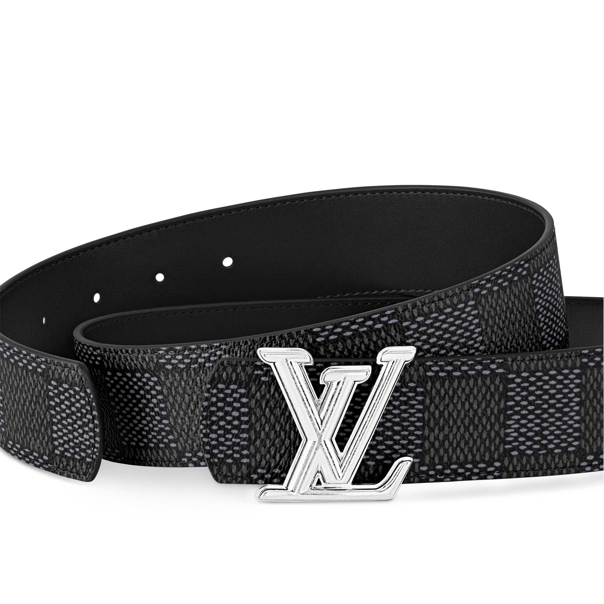 LV Dimension 40 毫米雙面皮帶 Damier Graphite 帆布 in 男士