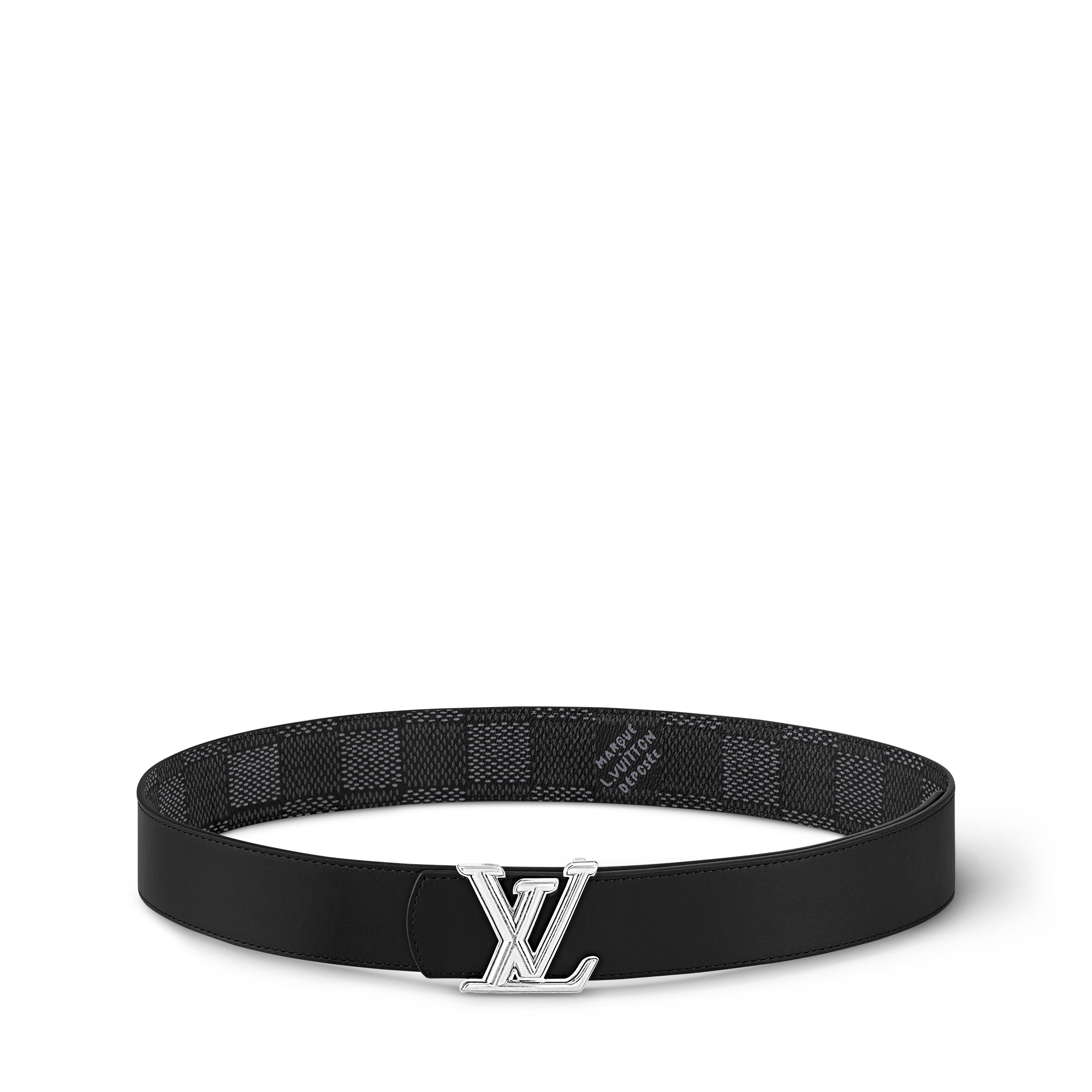 LV Dimension 40 毫米雙面皮帶 Damier Graphite 帆布 in 男士
