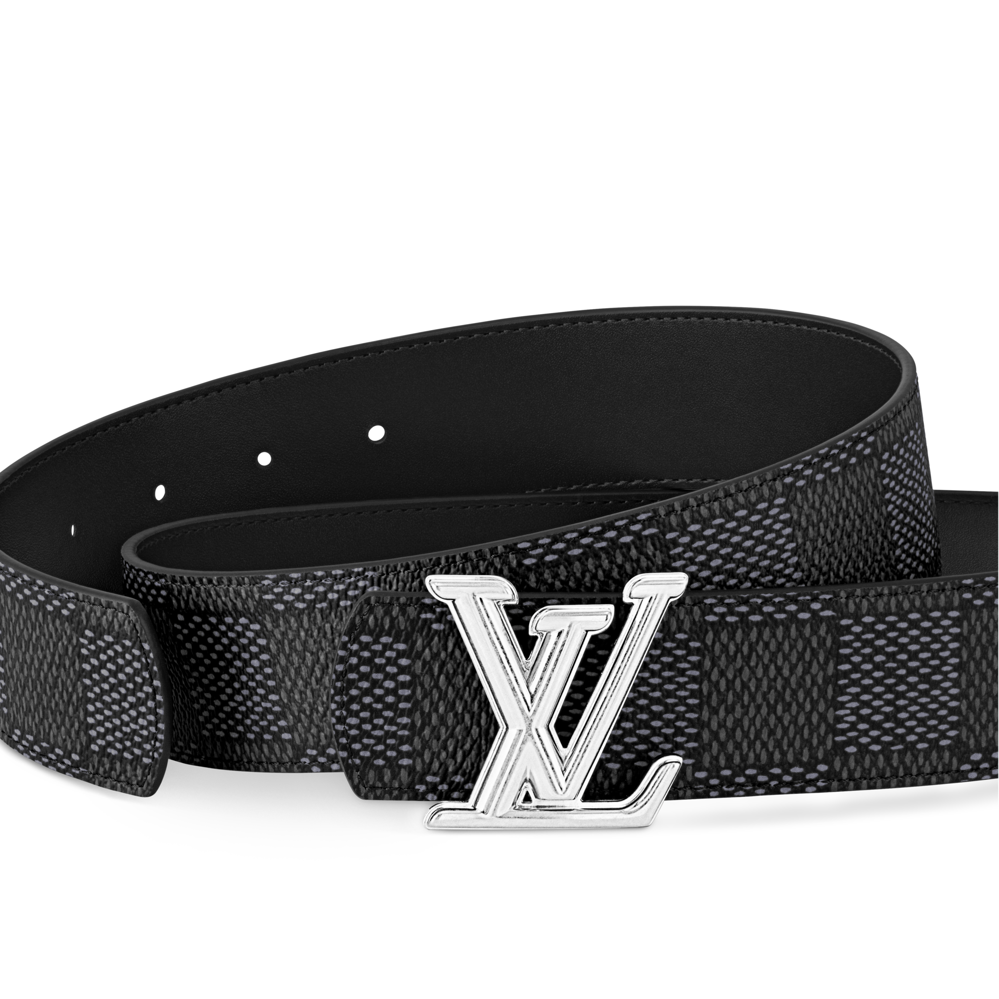 LV Dimension 40 毫米雙面皮帶 Damier Graphite 帆布 in 男士