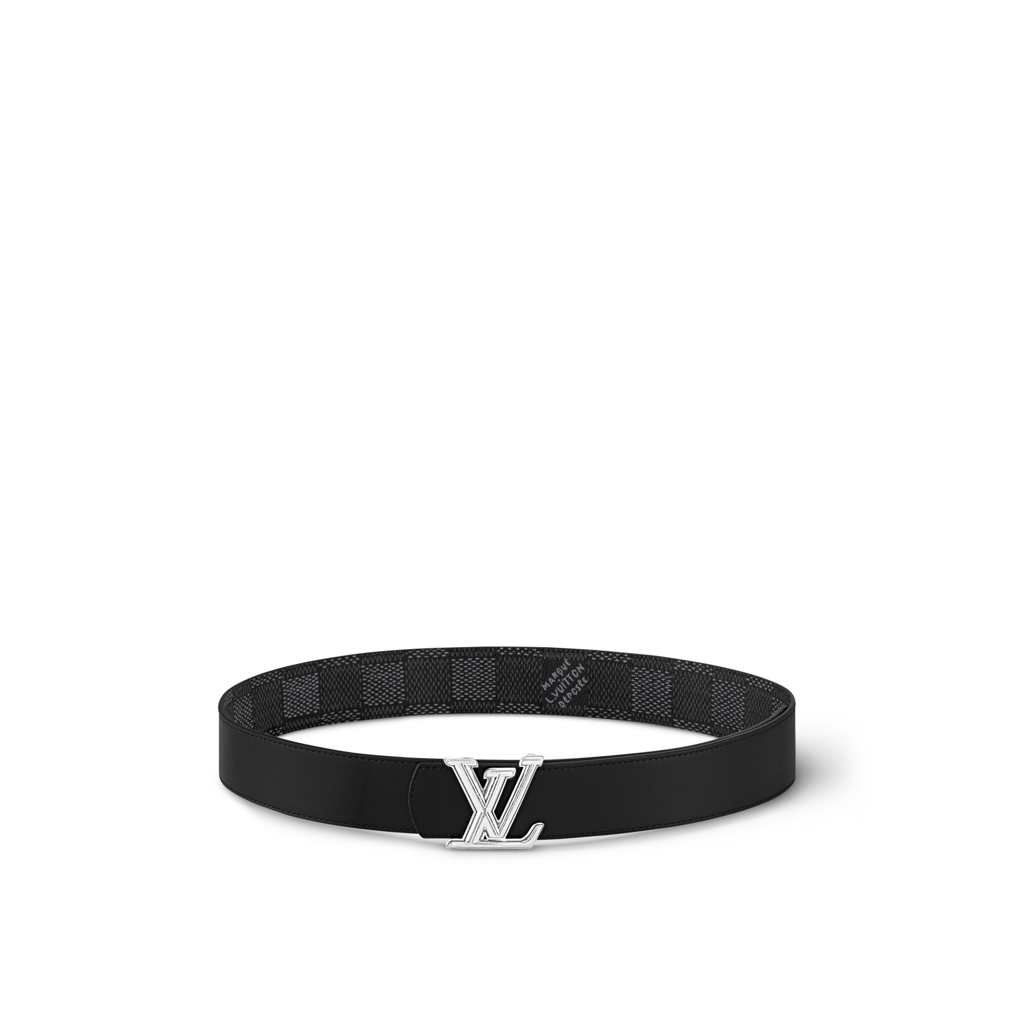 LV Dimension 40 毫米雙面皮帶 Damier Graphite 帆布 in 男士