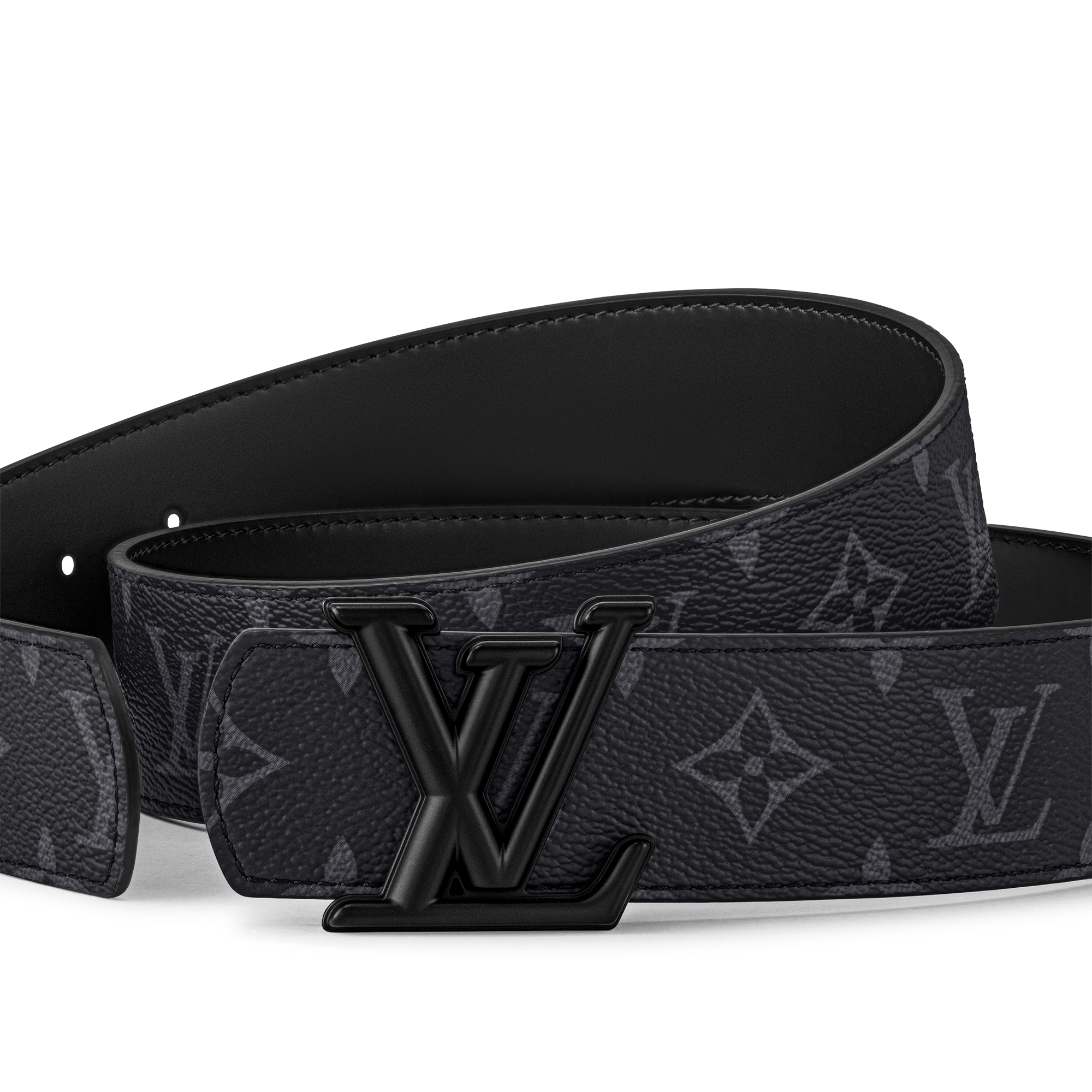 LV Dimension 40毫米雙面皮帶 Monogram Eclipse 帆布 in 男士
