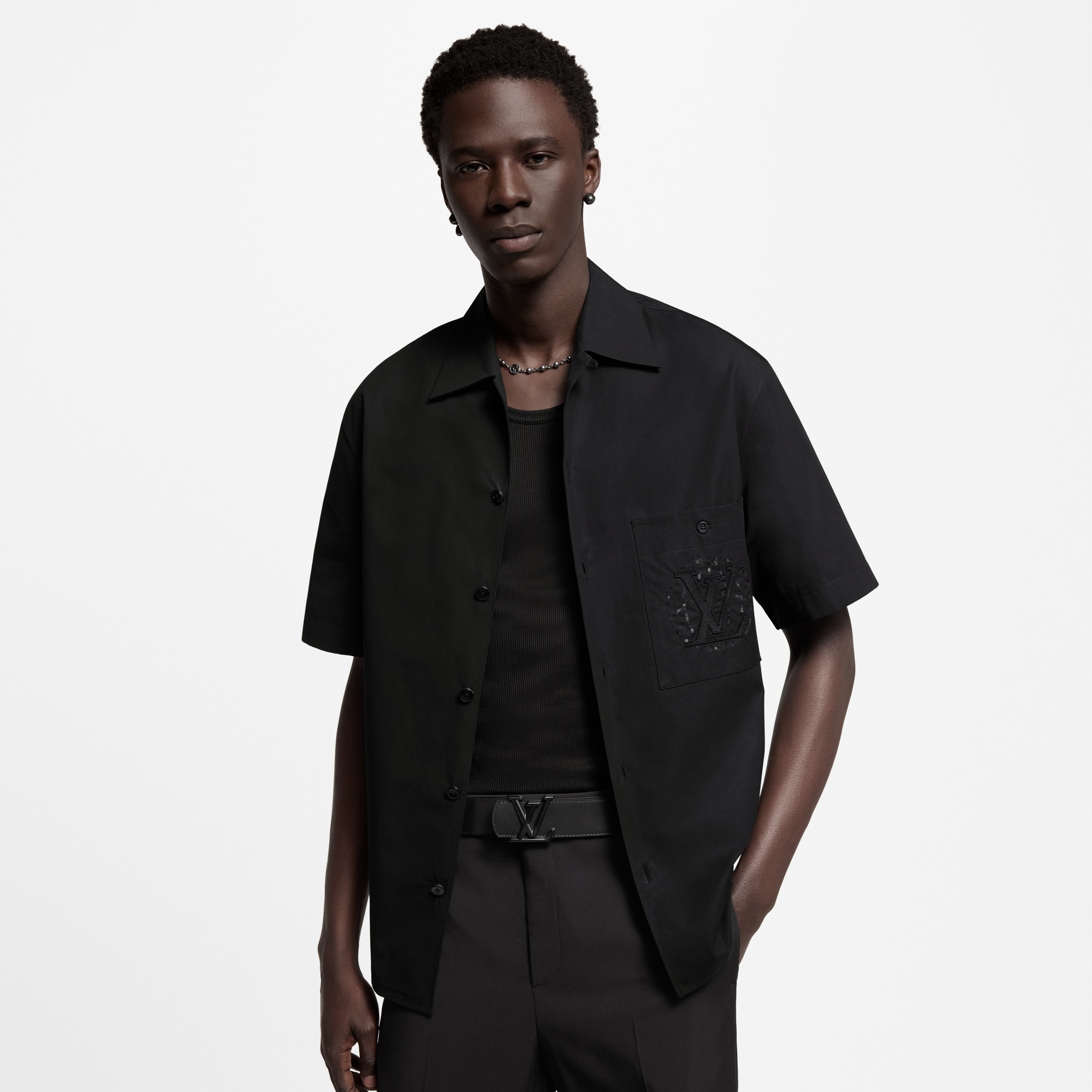 LV Dimension 40毫米雙面皮帶 Monogram Eclipse 帆布 in 男士