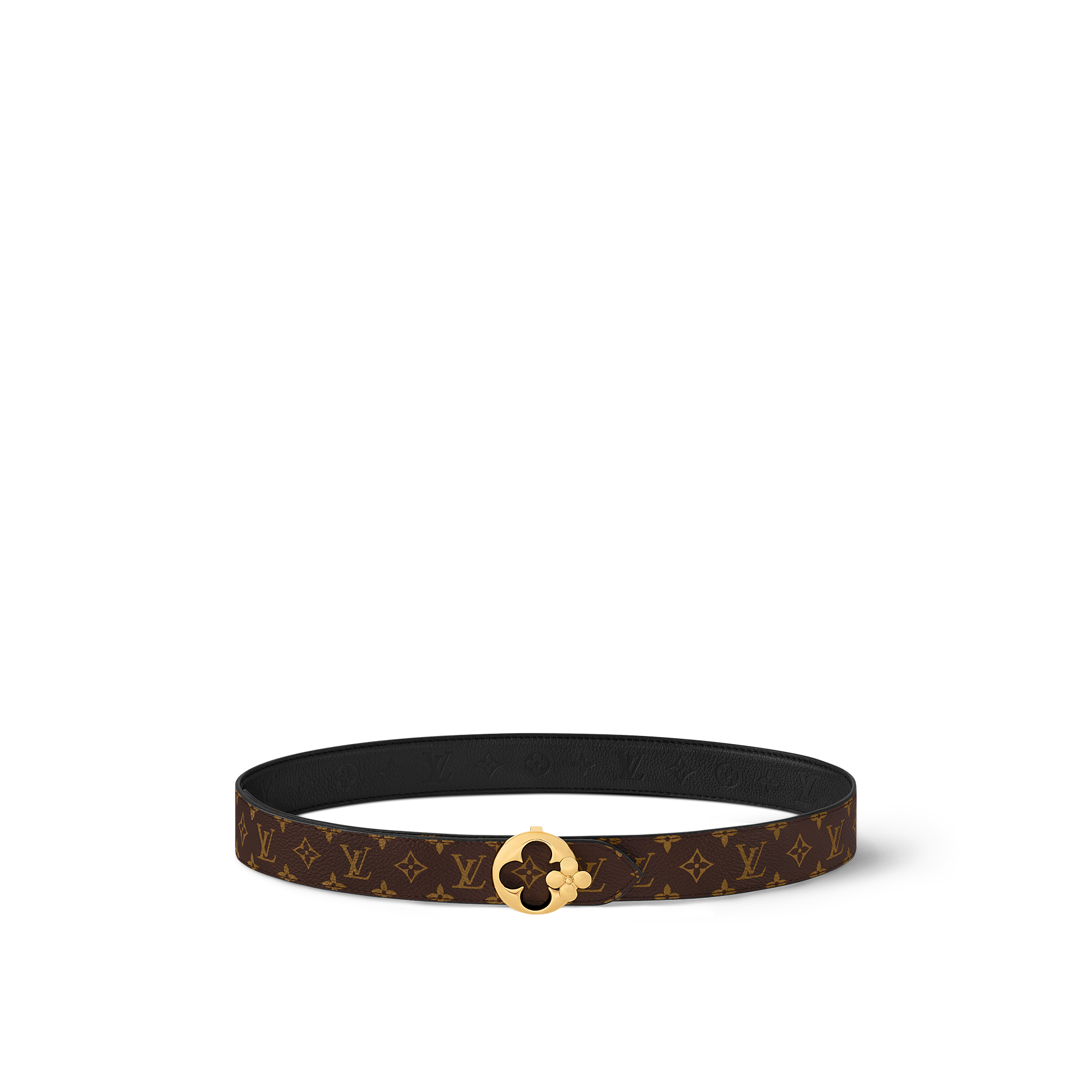 LV Flowergram Round 30毫米雙面皮帶 Monogram 帆布 in 女士