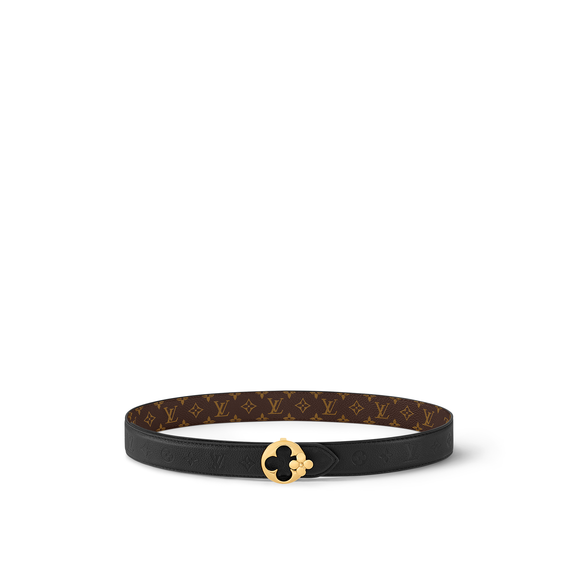 LV Flowergram Round 30毫米雙面皮帶 Monogram 帆布 in 女士
